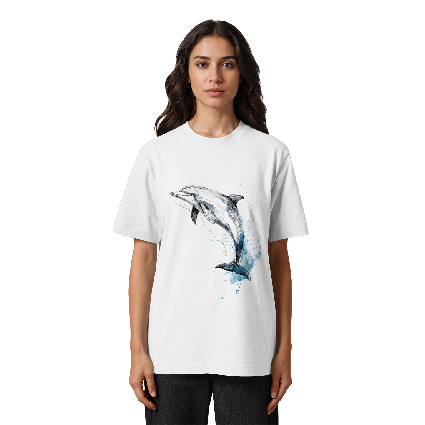 Delphin Watercolor Style - Heavy Oversized Organic Shirt