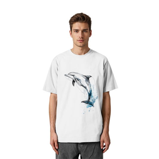 Delphin Watercolor Style - Heavy Oversized Organic Shirt