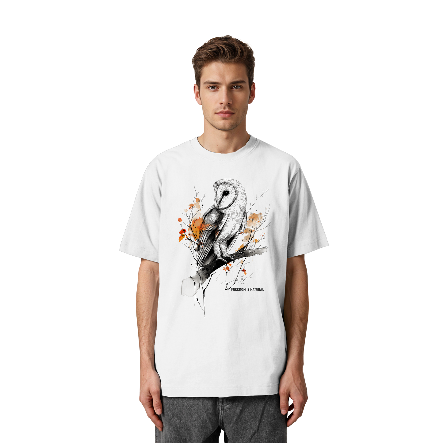 Eule Sketch Art Style - Heavy Oversized Organic Shirt