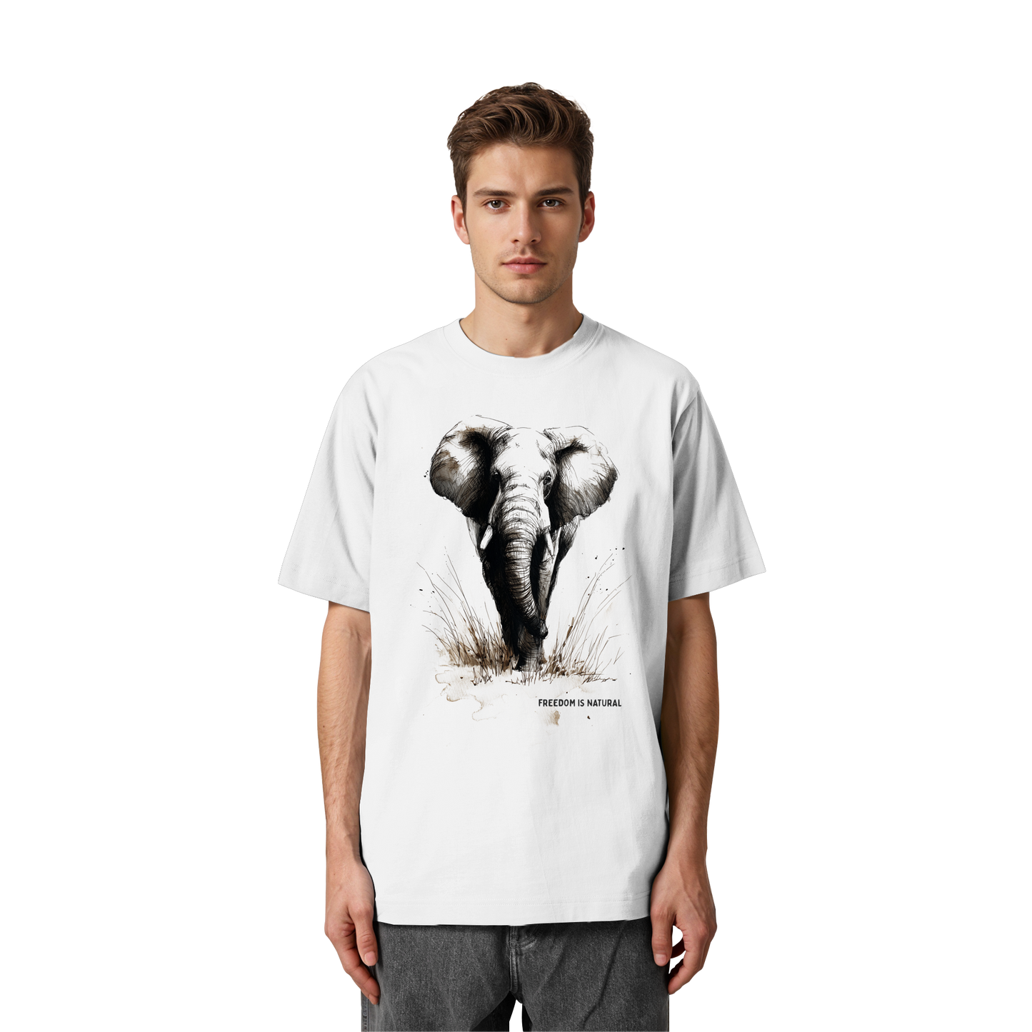 Elefant Sketch Art Style - Heavy Oversized Organic Shirt