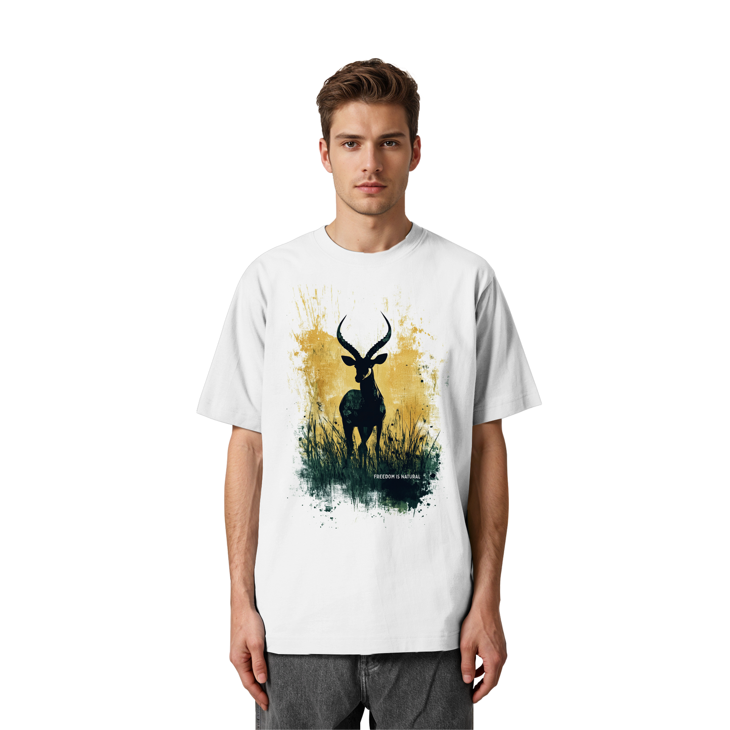 Antilope Watercolor Style - Heavy Oversized Organic Shirt