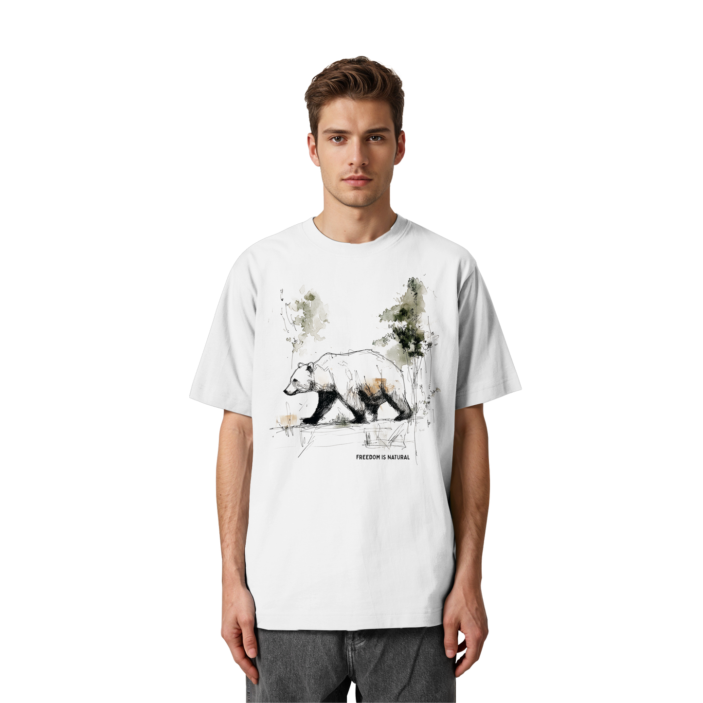 Bär Sketch Art Style - Heavy Oversized Organic Shirt