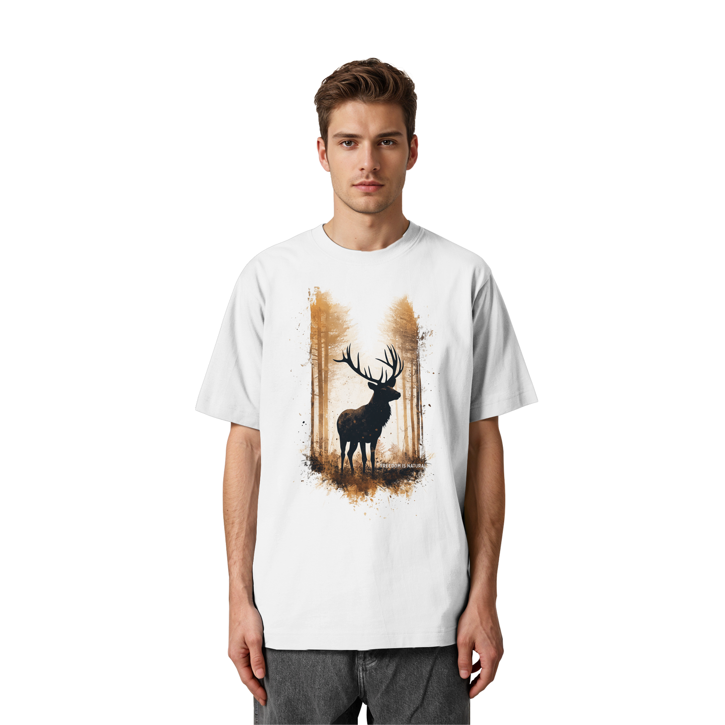 Hirsch Watercolor Style - Heavy Oversized Organic Shirt