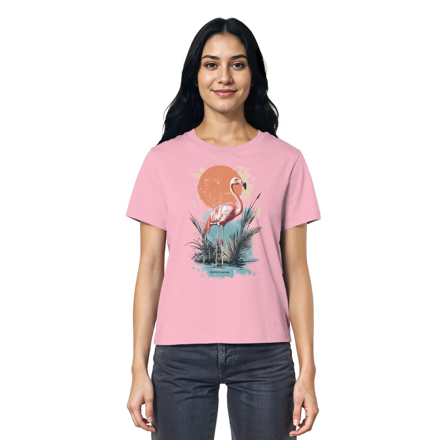 Flamingo Watercolor Style - Ladies Organic Shirt