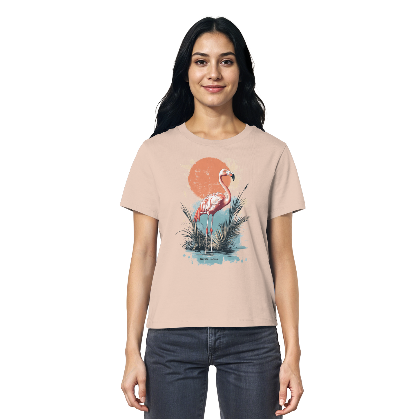 Flamingo Watercolor Style - Ladies Organic Shirt