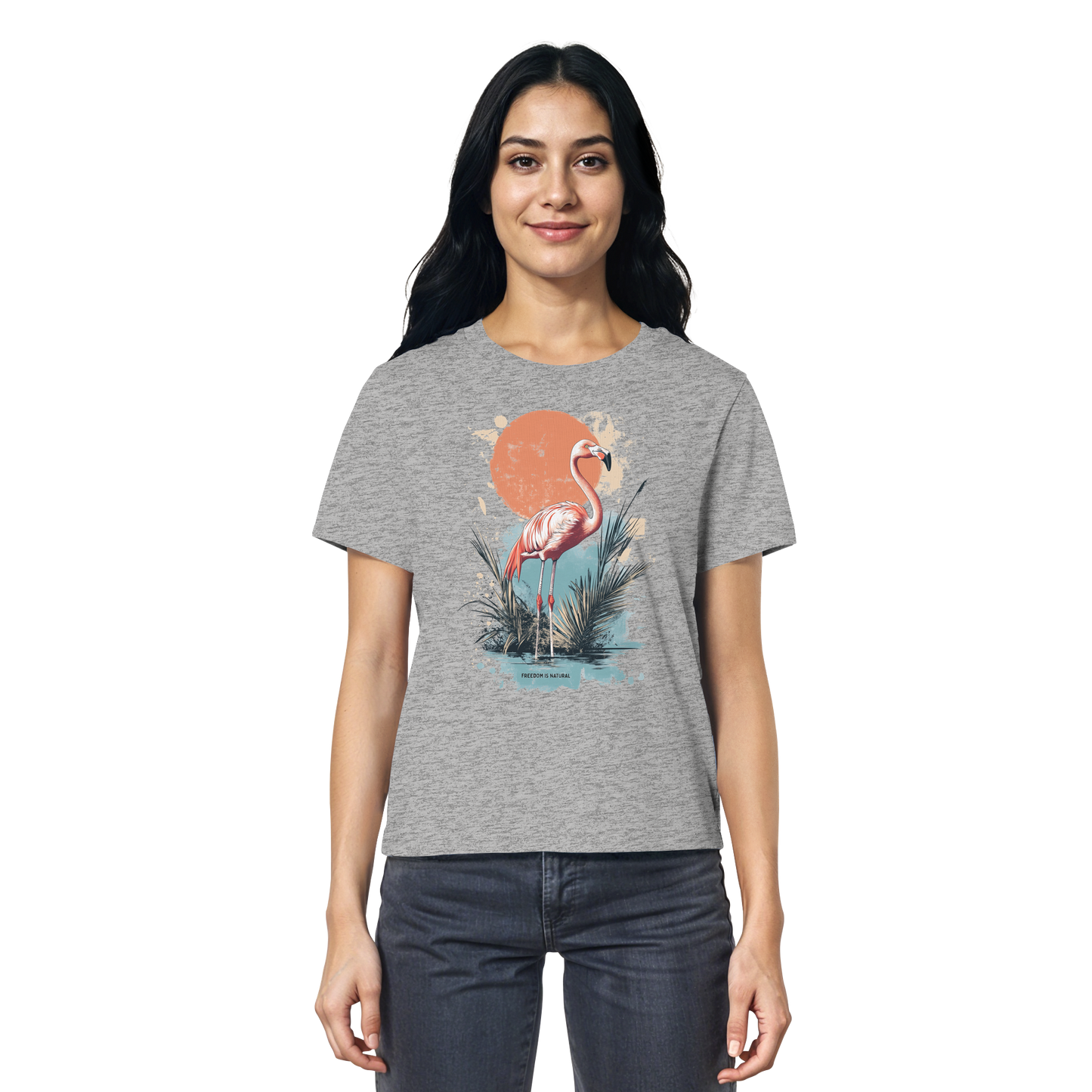 Flamingo Watercolor Style - Ladies Organic Shirt