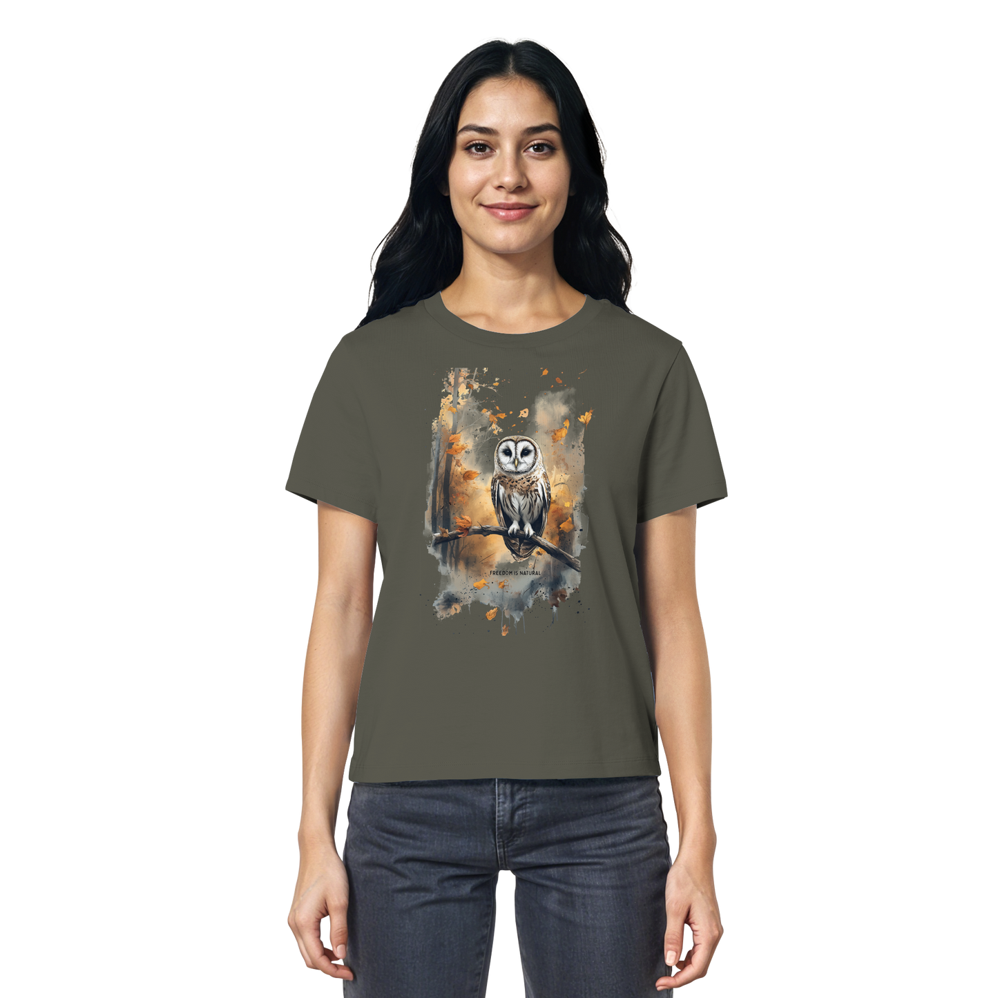 Eule Watercolor Style - Ladies Organic Shirt