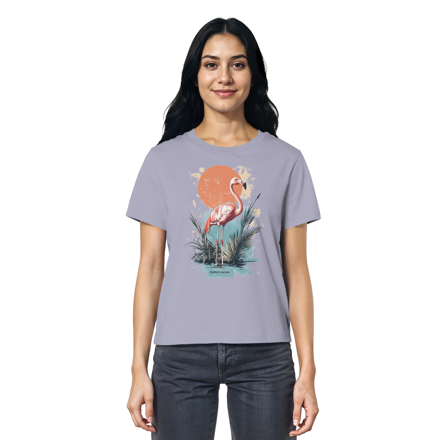 Flamingo Watercolor Style - Ladies Organic Shirt