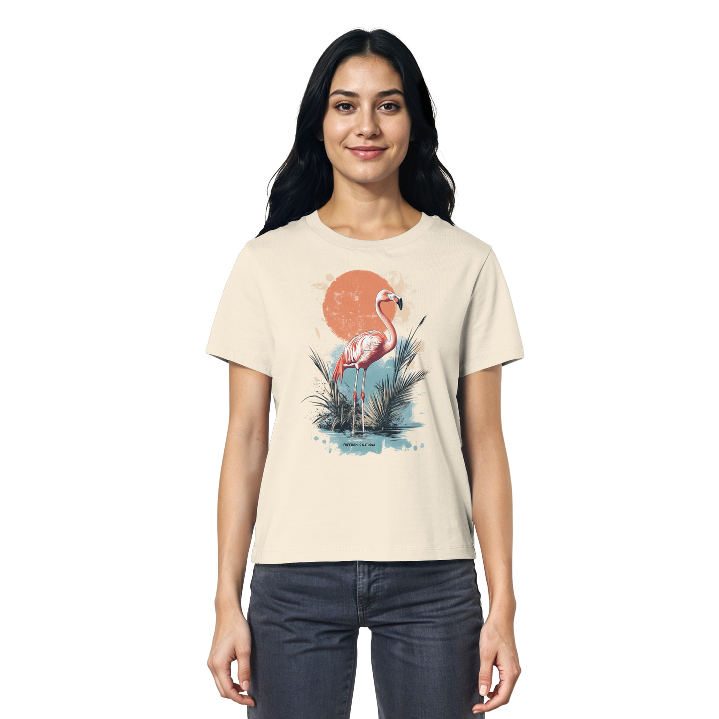 Flamingo Watercolor Style - Ladies Organic Shirt