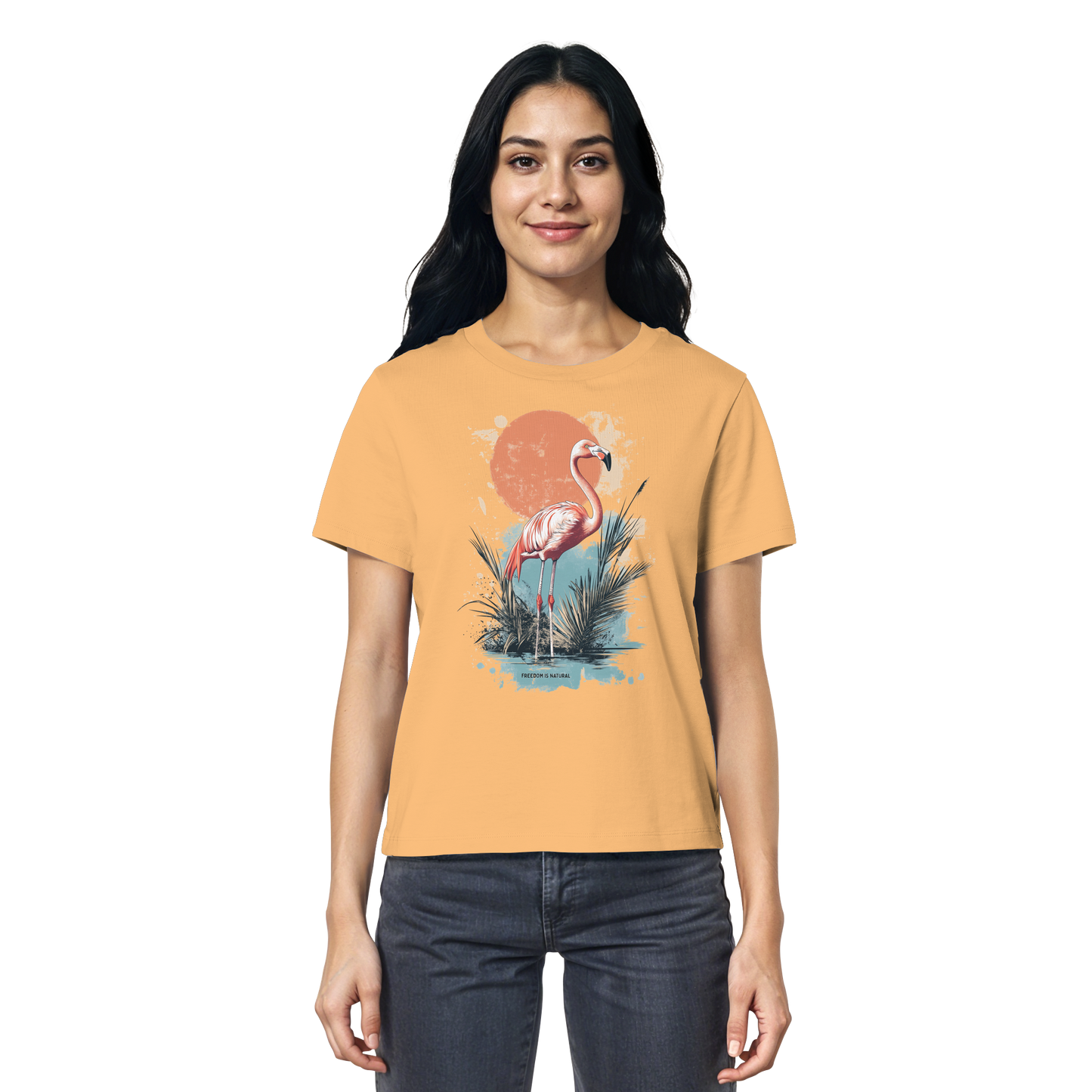 Flamingo Watercolor Style - Ladies Organic Shirt