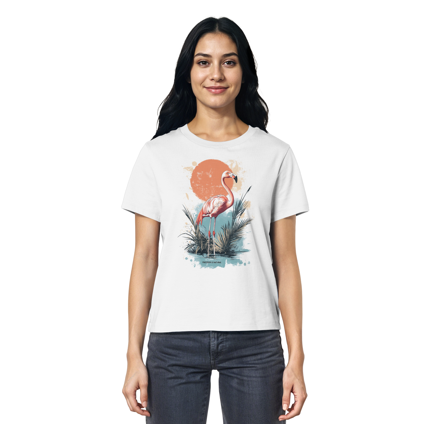 Flamingo Watercolor Style - Ladies Organic Shirt