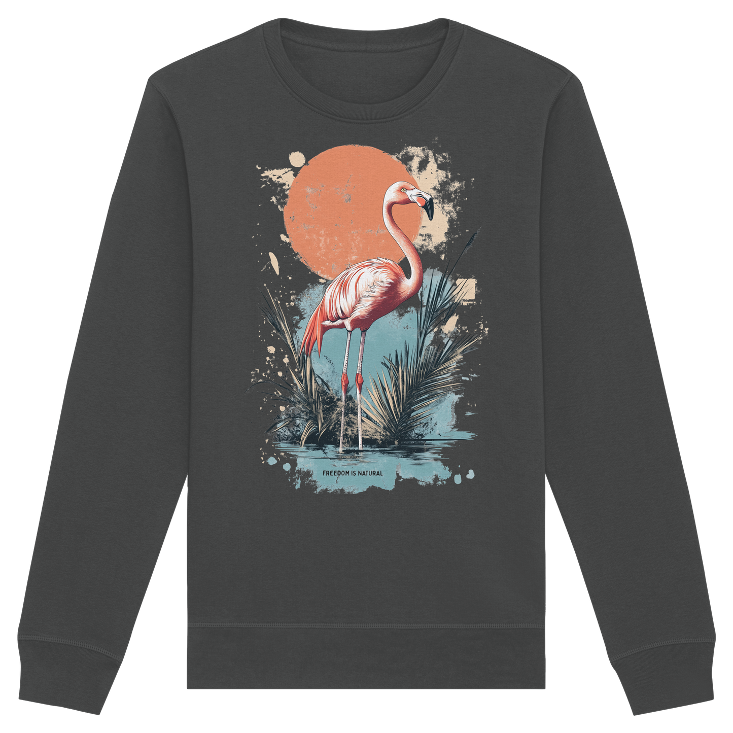 Flamingo Watercolor Style - Organic Basic Unisex Sweatshirt
