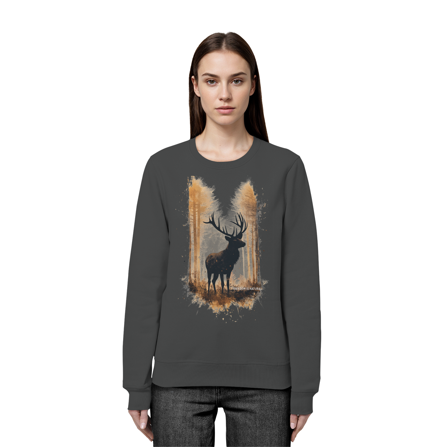 Hirsch Watercolor Style - Organic Basic Unisex Sweatshirt