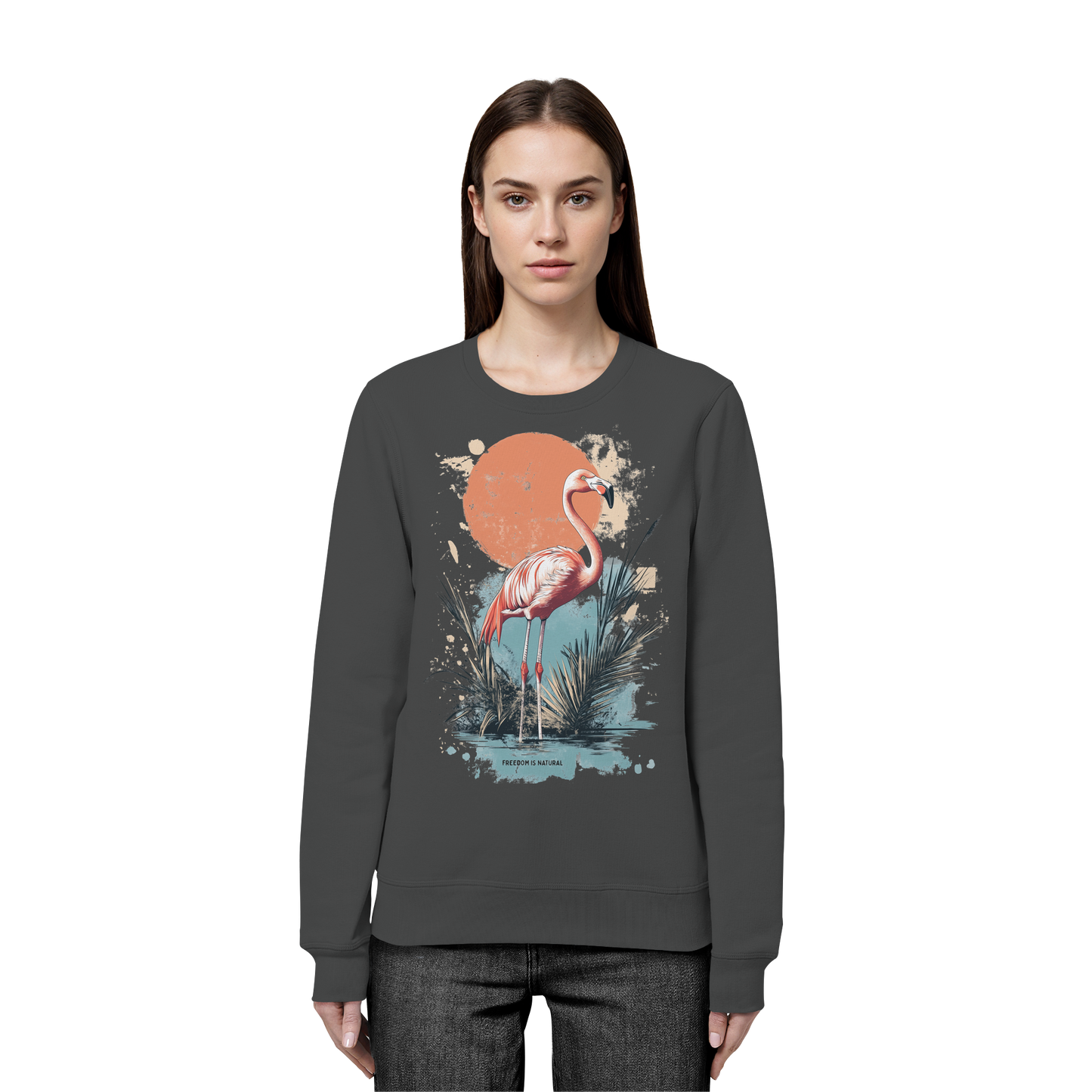 Flamingo Watercolor Style - Organic Basic Unisex Sweatshirt