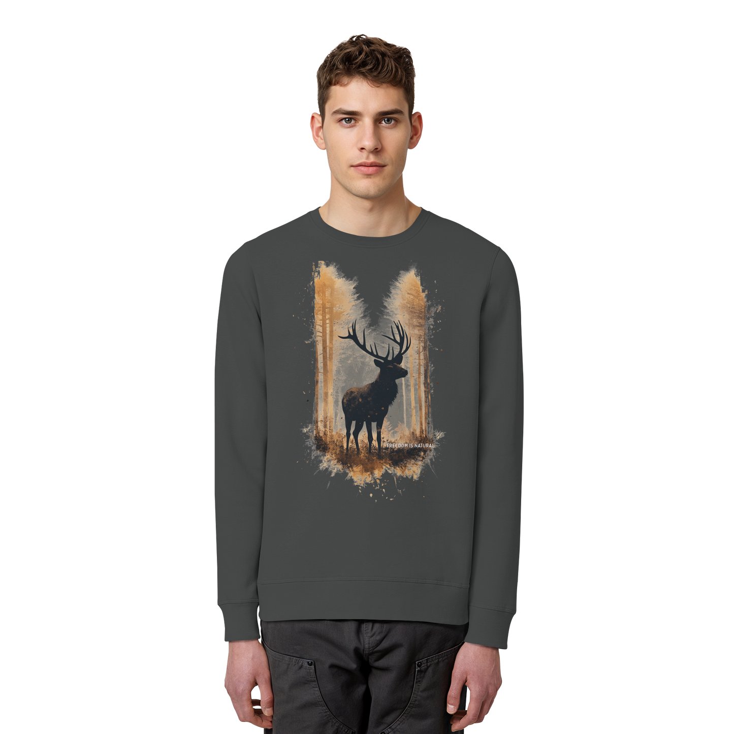 Hirsch Watercolor Style - Organic Basic Unisex Sweatshirt