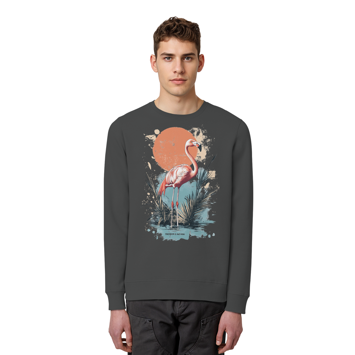 Flamingo Watercolor Style - Organic Basic Unisex Sweatshirt