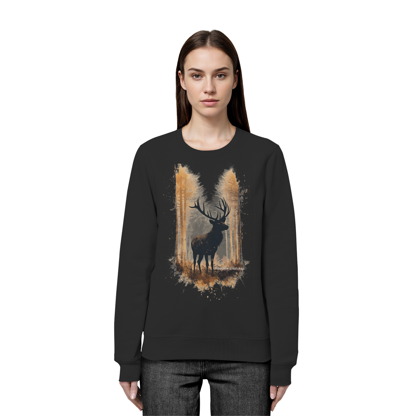 Hirsch Watercolor Style - Organic Basic Unisex Sweatshirt