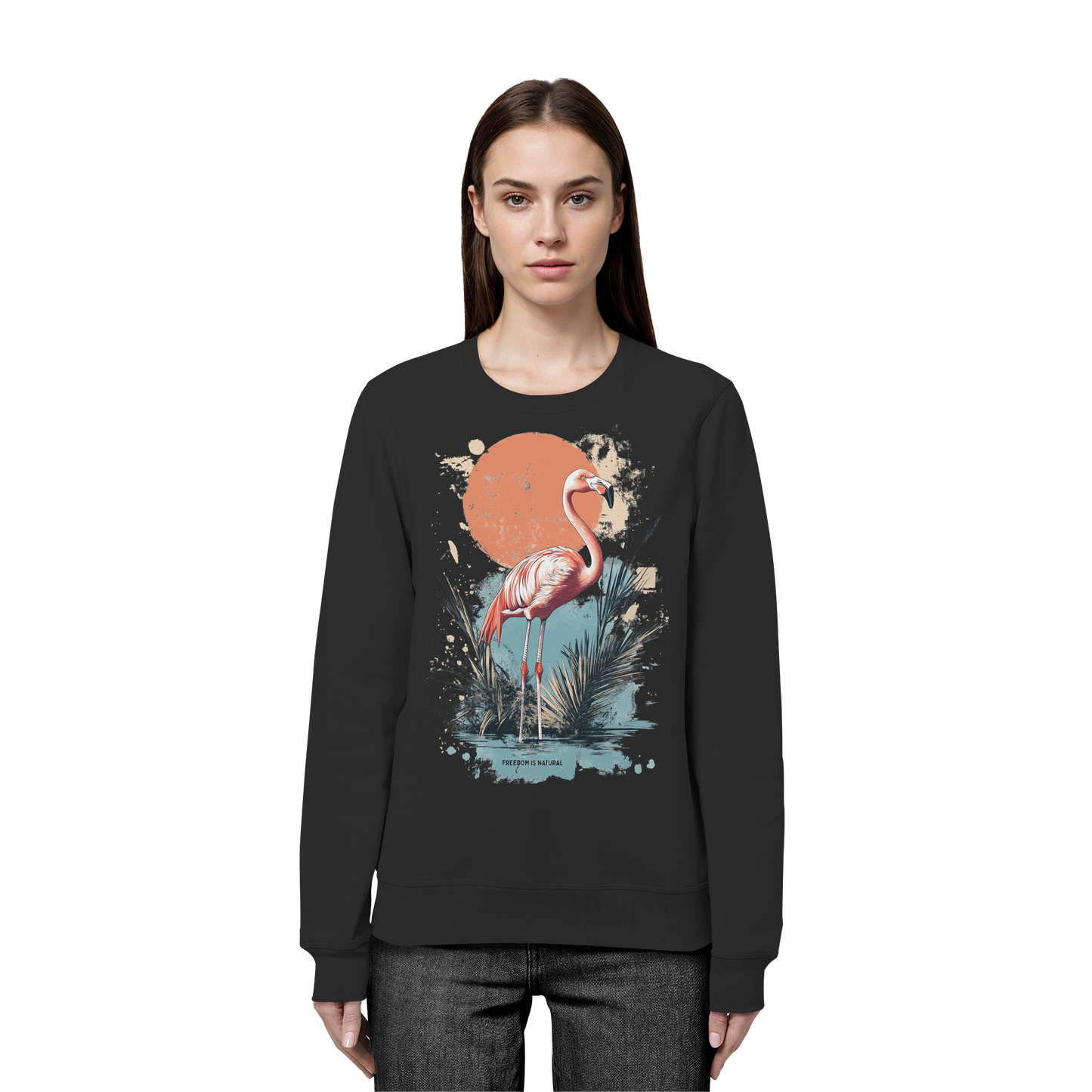 Flamingo Watercolor Style - Organic Basic Unisex Sweatshirt