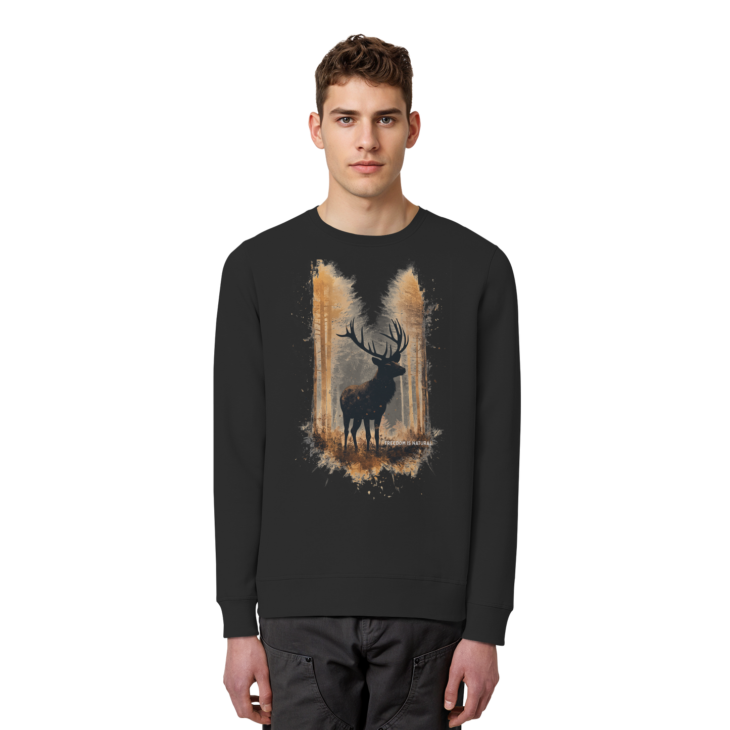 Hirsch Watercolor Style - Organic Basic Unisex Sweatshirt