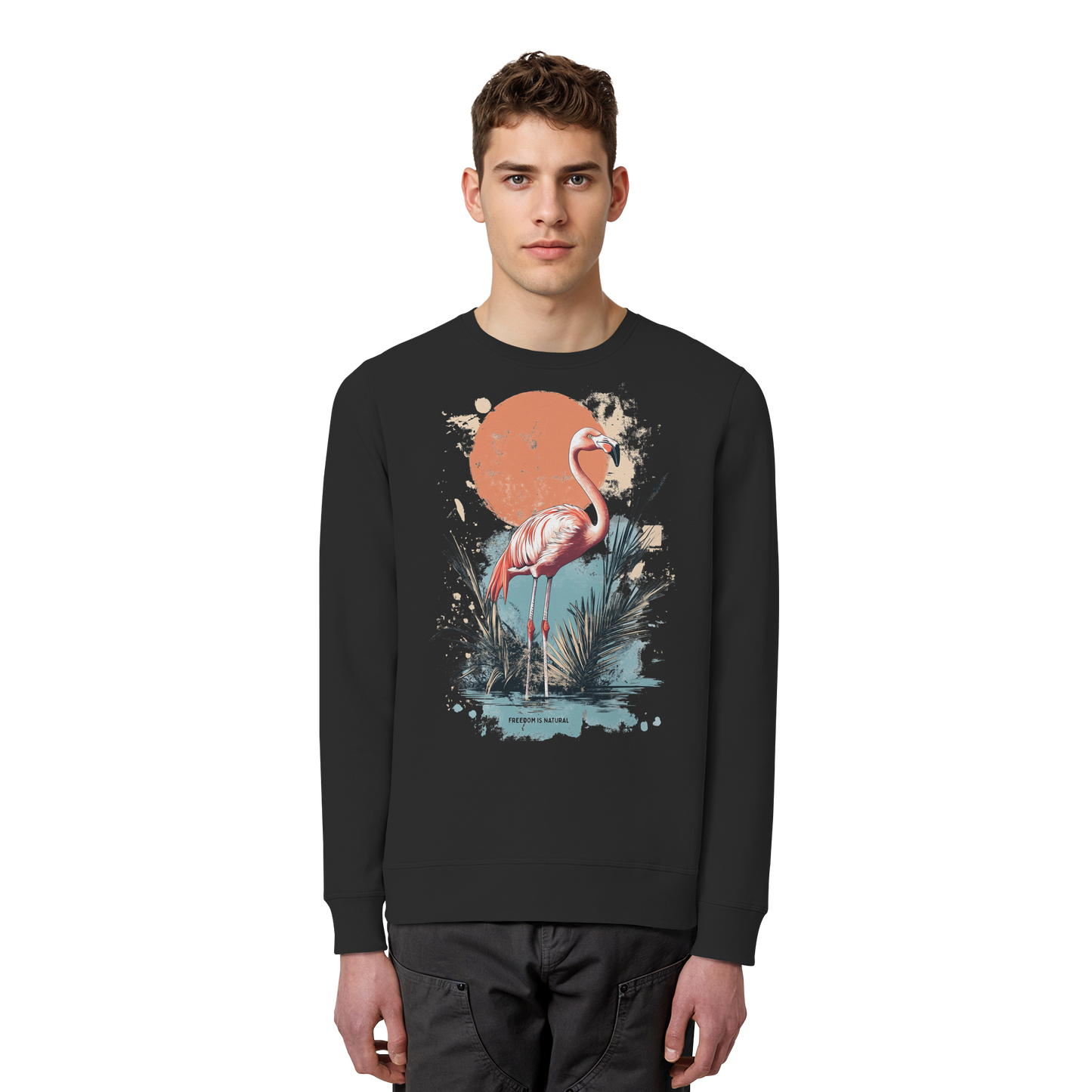 Flamingo Watercolor Style - Organic Basic Unisex Sweatshirt