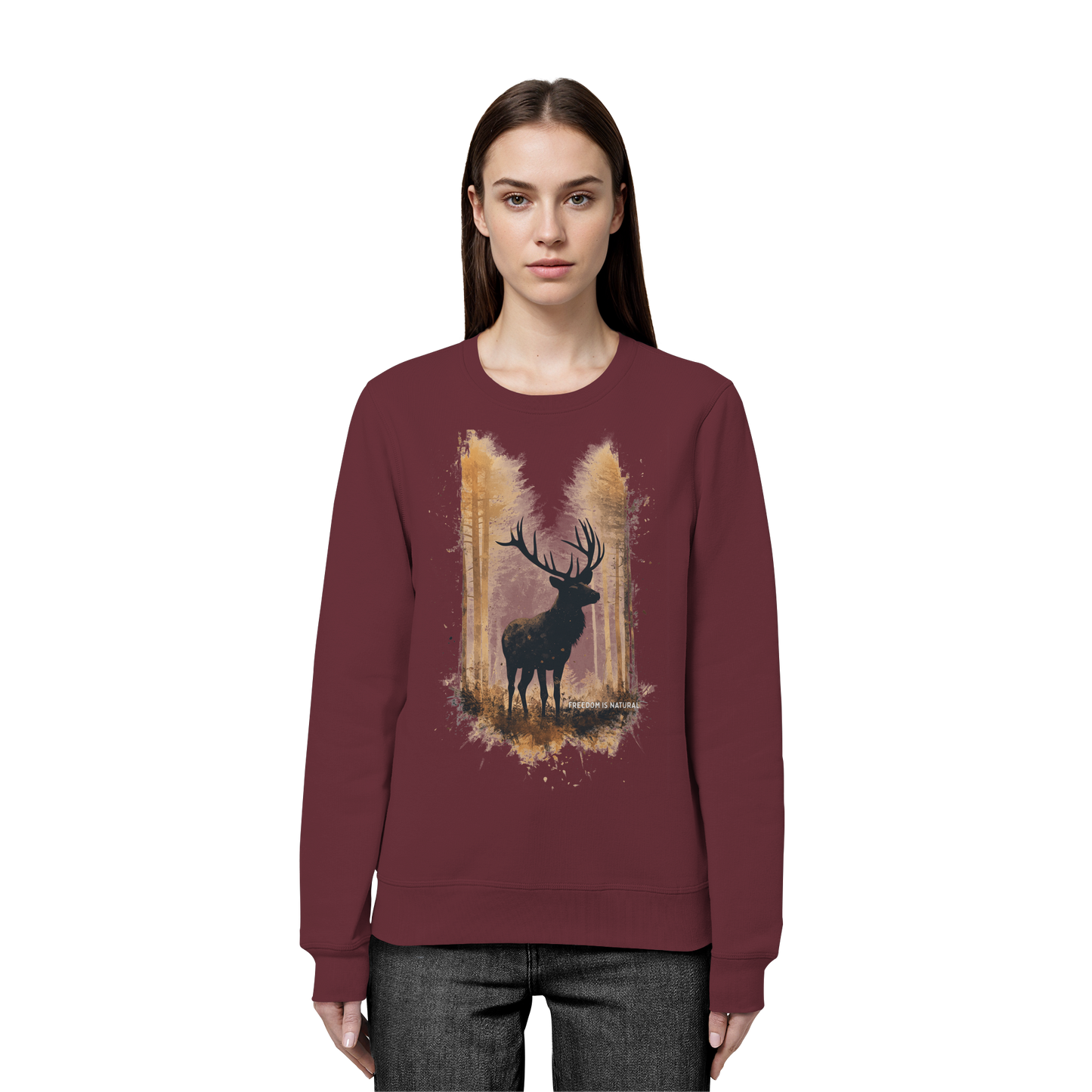 Hirsch Watercolor Style - Organic Basic Unisex Sweatshirt