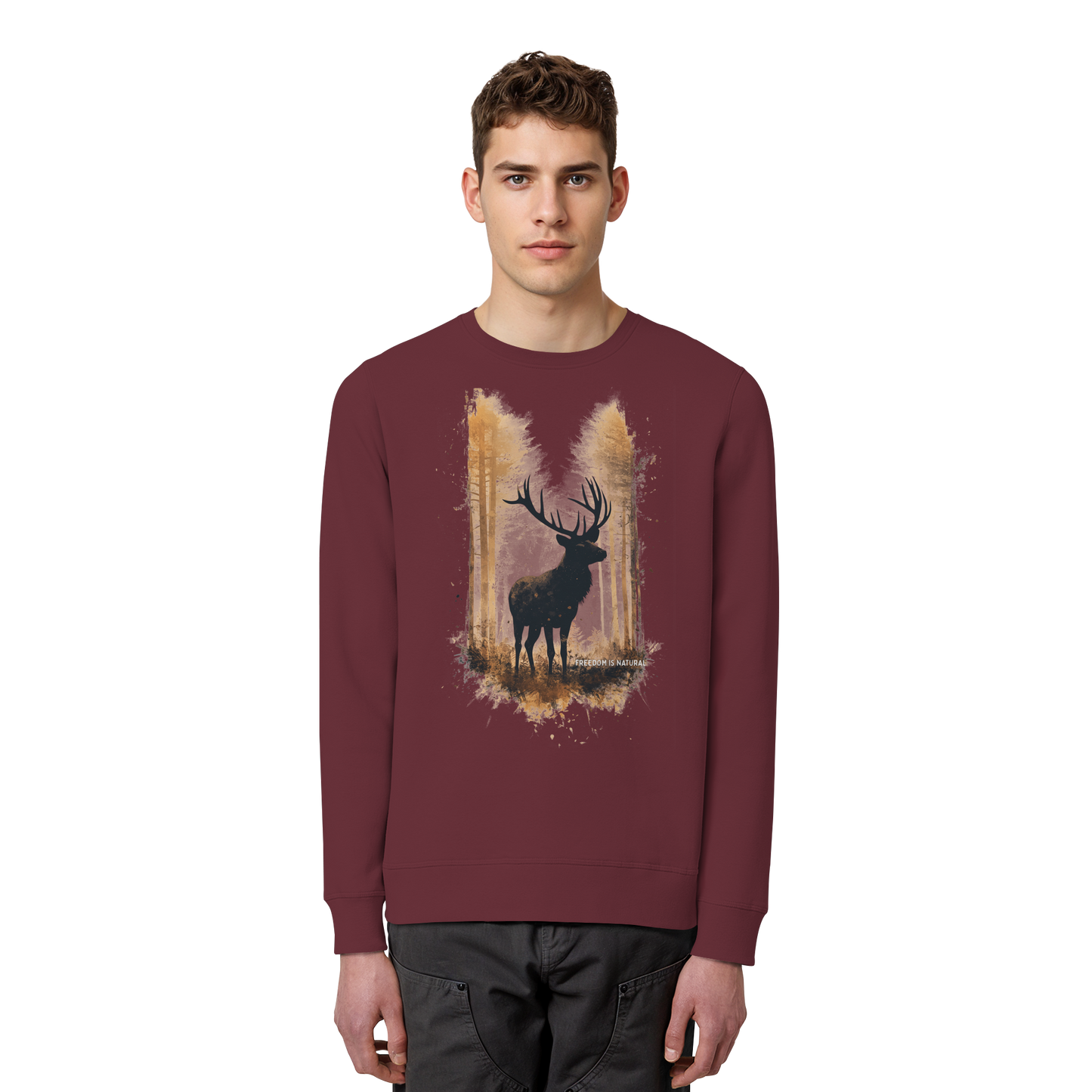 Hirsch Watercolor Style - Organic Basic Unisex Sweatshirt