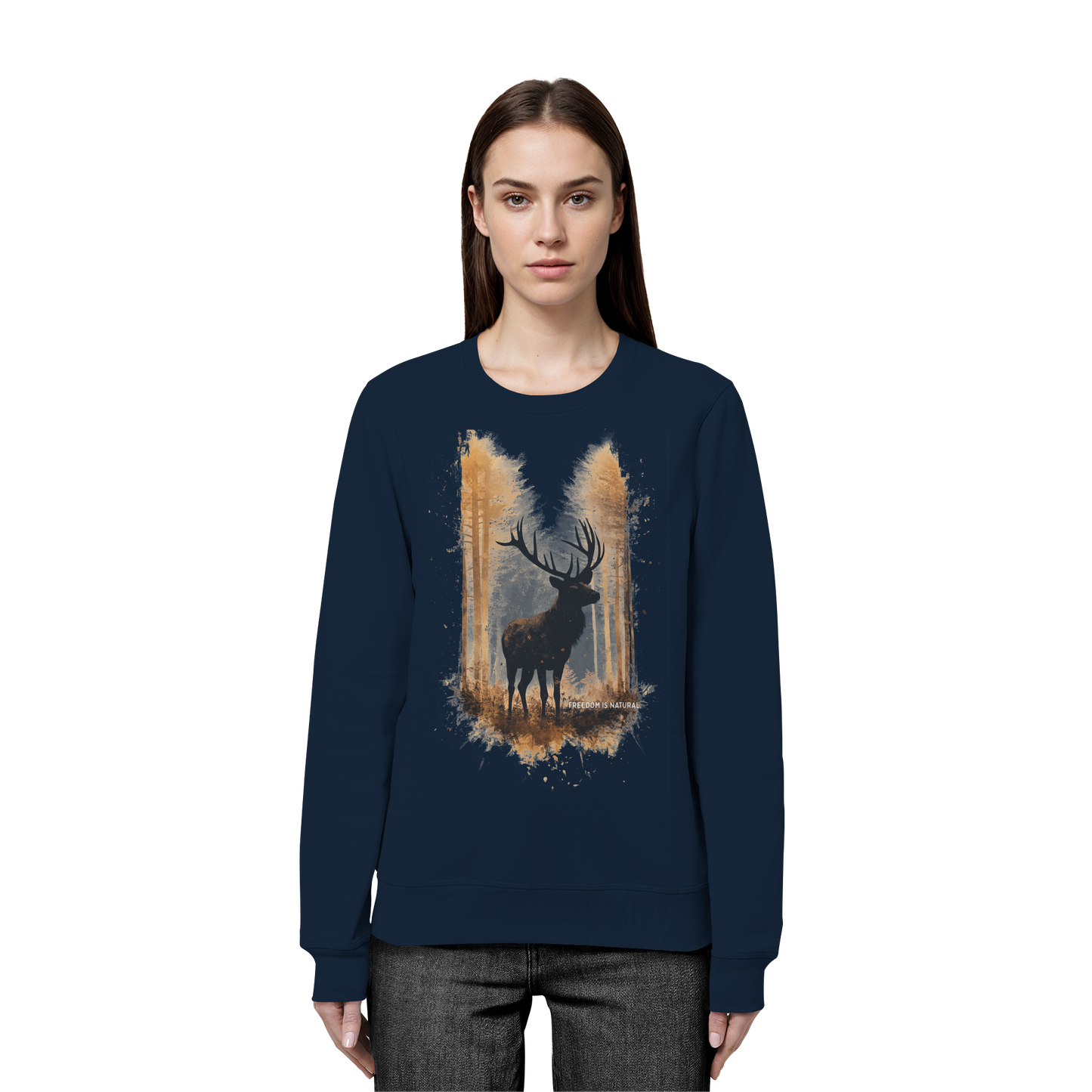 Hirsch Watercolor Style - Organic Basic Unisex Sweatshirt