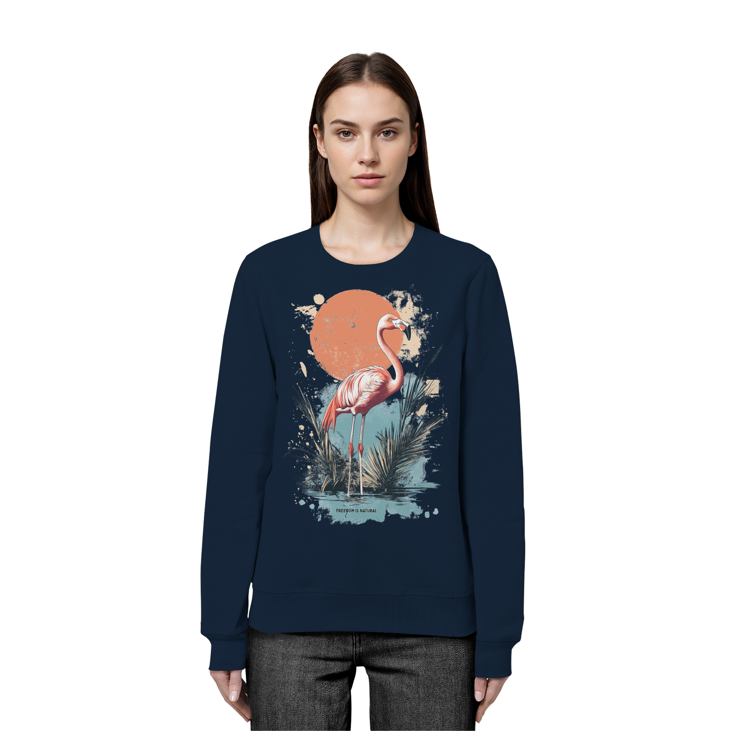 Flamingo Watercolor Style - Organic Basic Unisex Sweatshirt