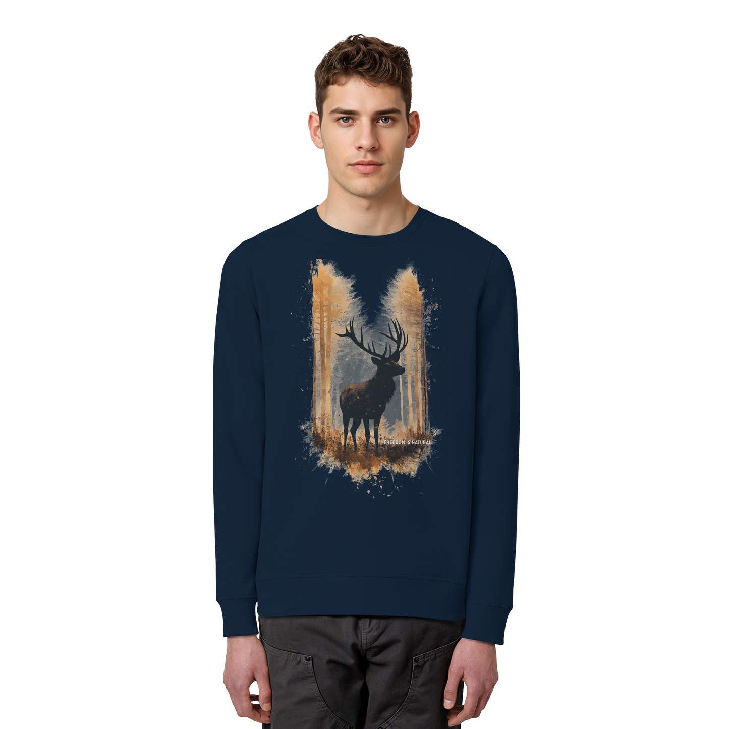 Hirsch Watercolor Style - Organic Basic Unisex Sweatshirt