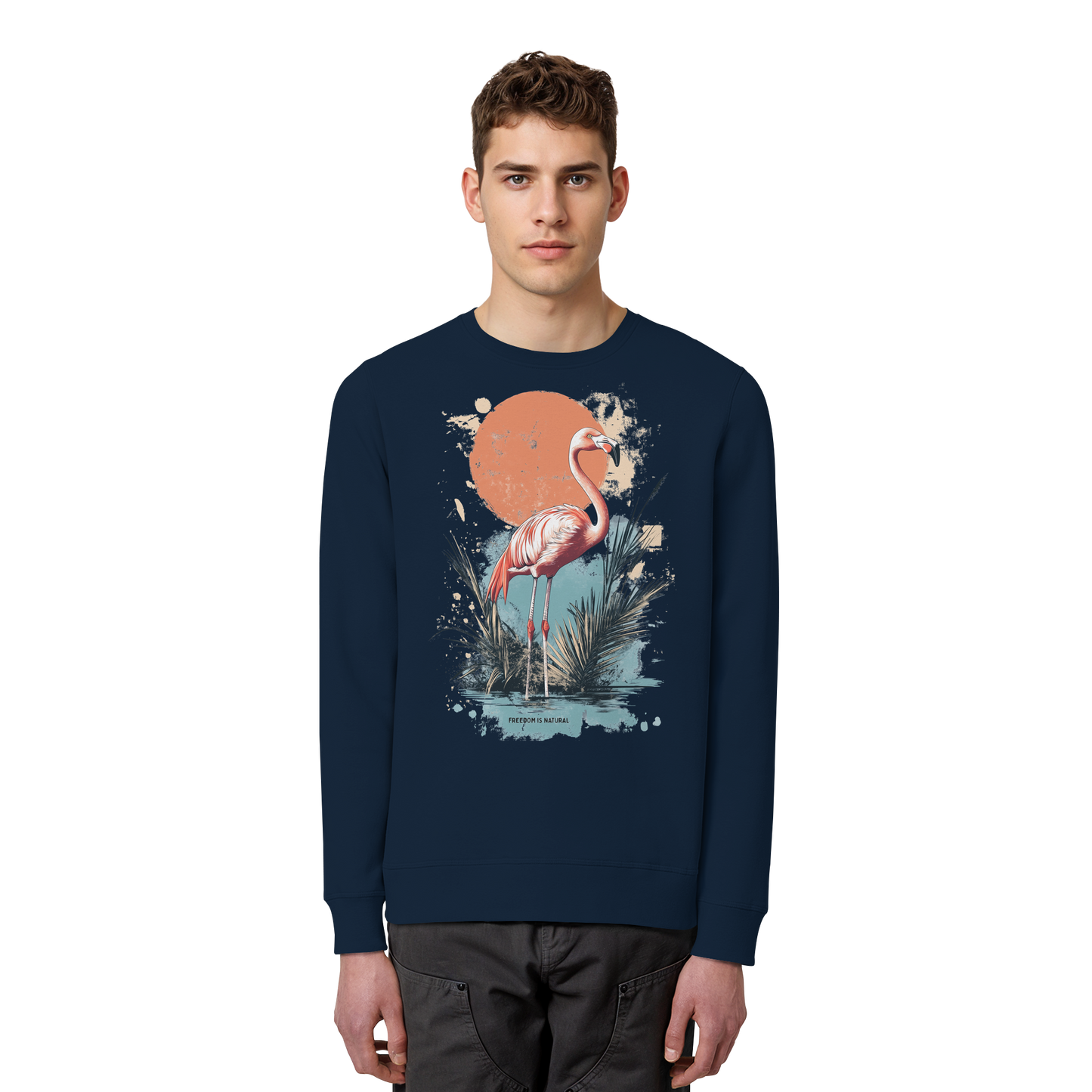 Flamingo Watercolor Style - Organic Basic Unisex Sweatshirt