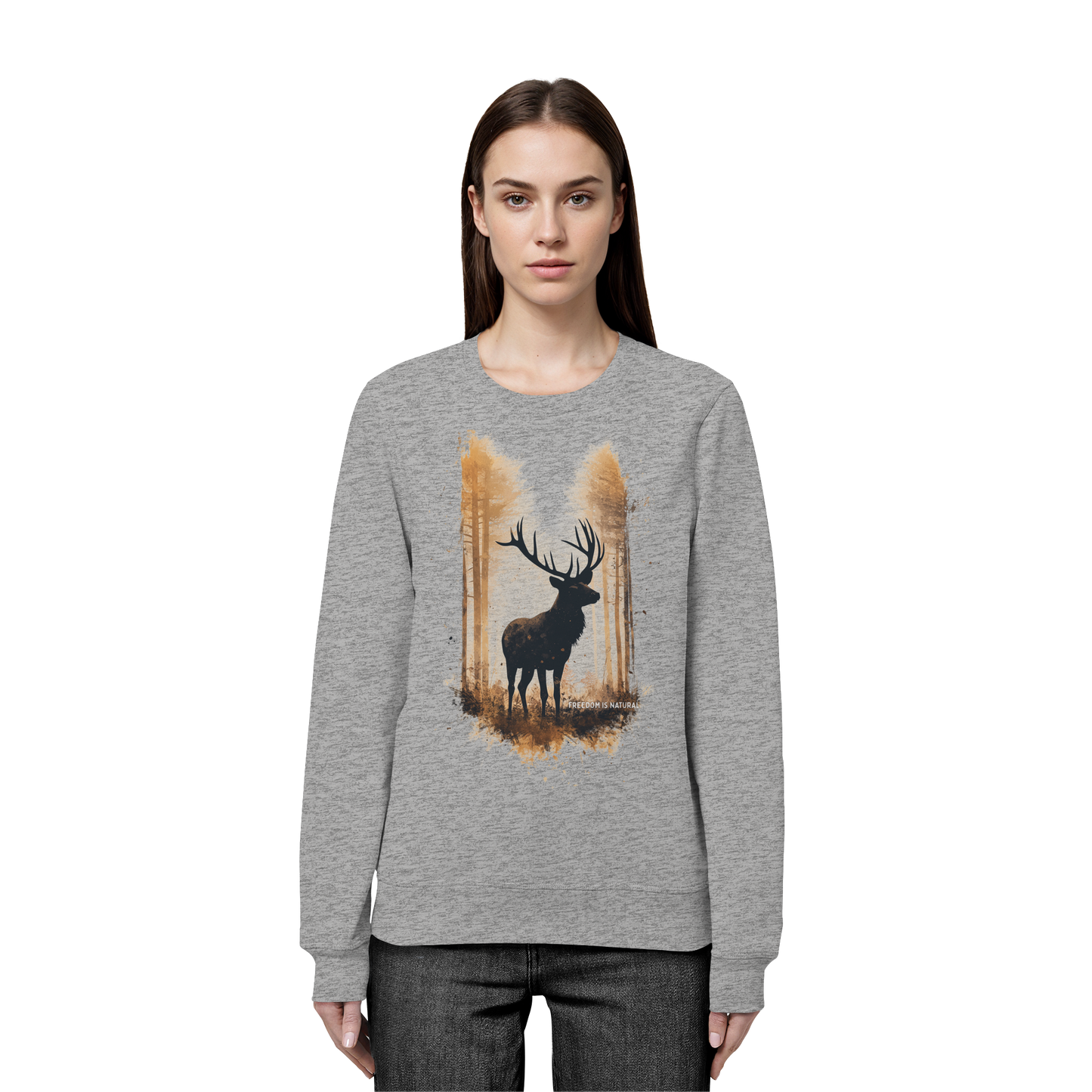 Hirsch Watercolor Style - Organic Basic Unisex Sweatshirt