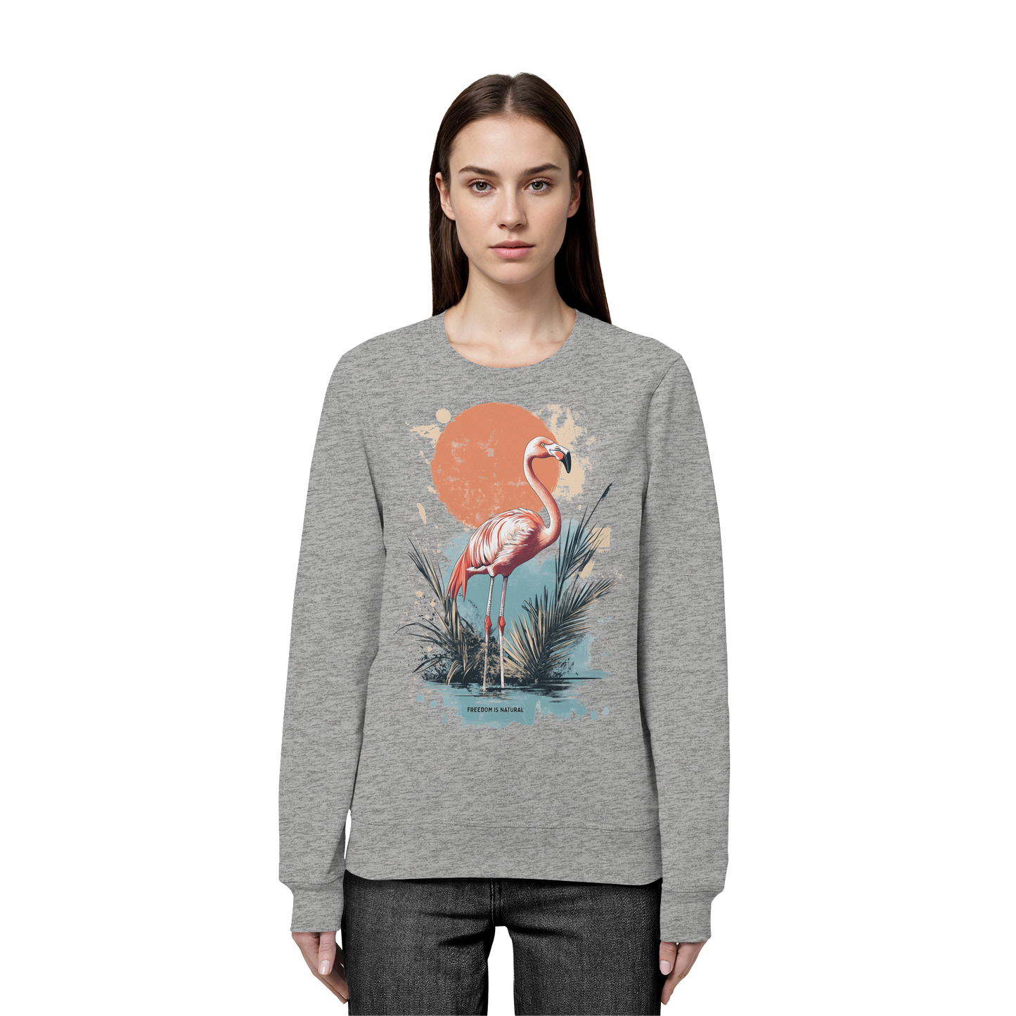 Flamingo Watercolor Style - Organic Basic Unisex Sweatshirt