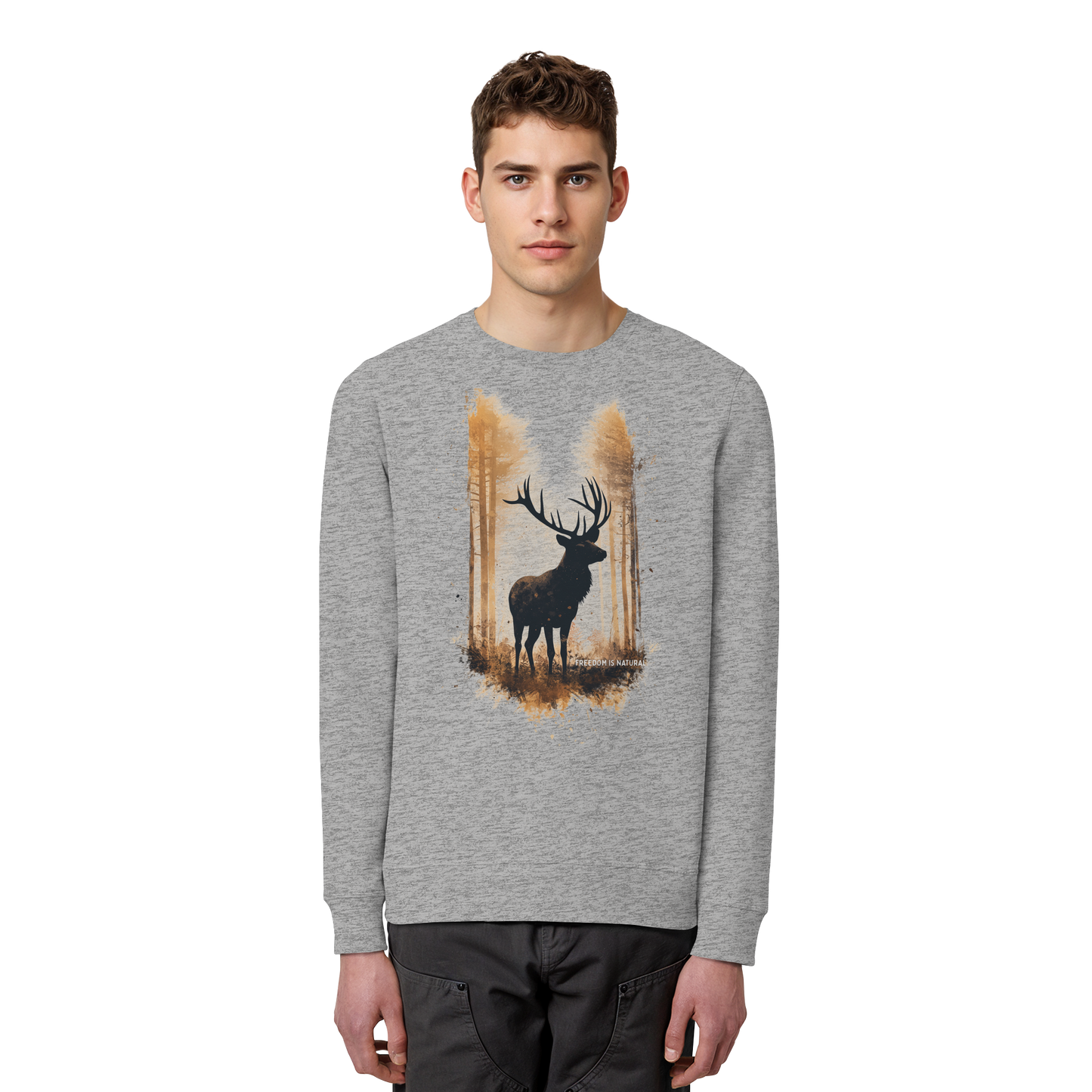 Hirsch Watercolor Style - Organic Basic Unisex Sweatshirt