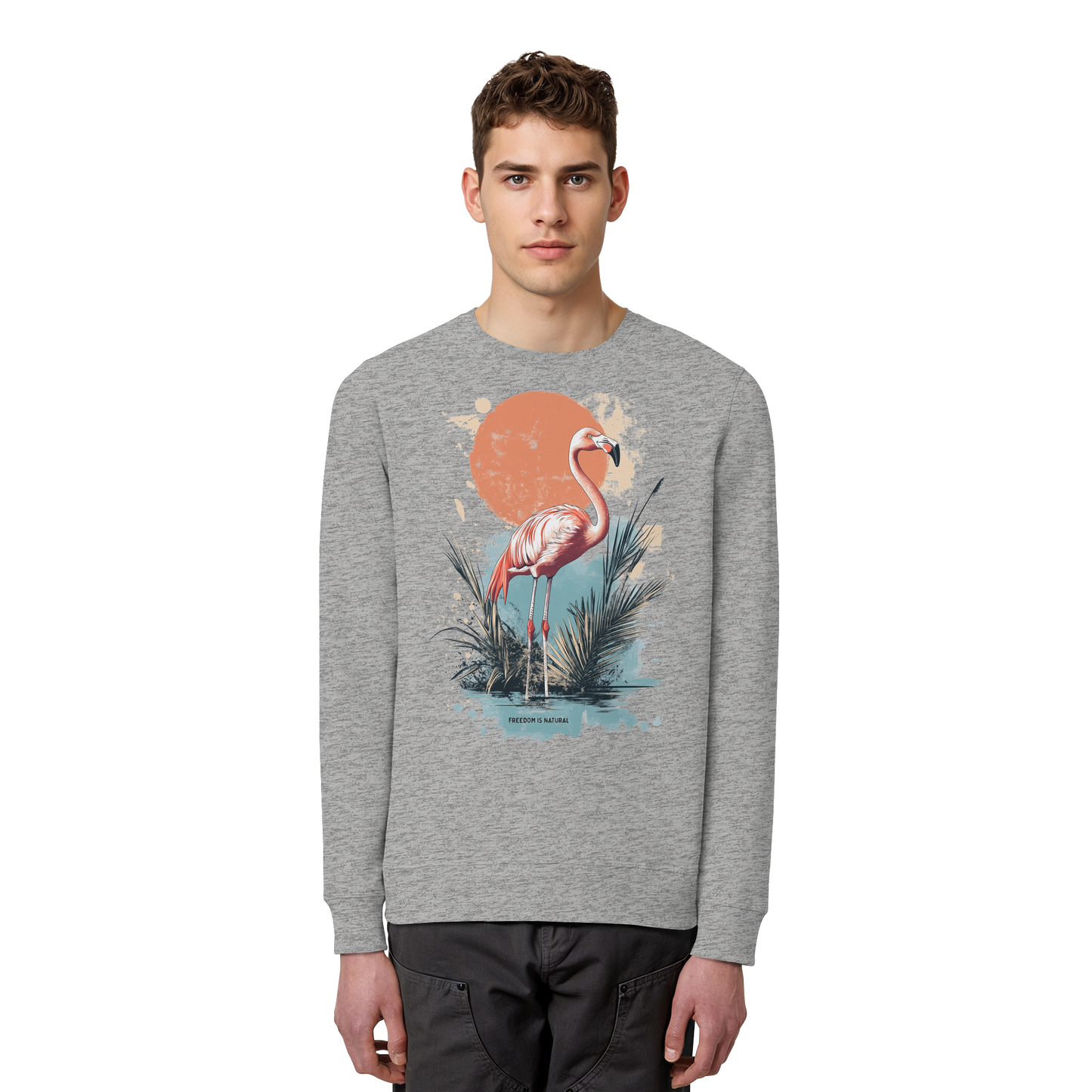 Flamingo Watercolor Style - Organic Basic Unisex Sweatshirt