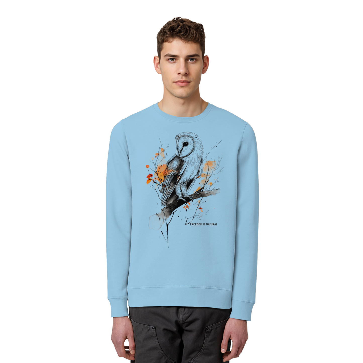 Eule Sketch Art Style - Organic Basic Unisex Sweatshirt