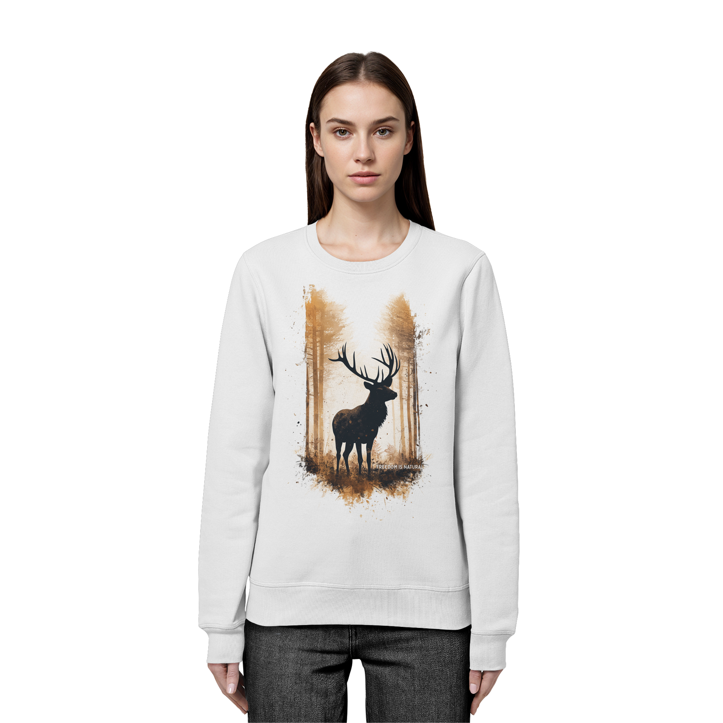 Hirsch Watercolor Style - Organic Basic Unisex Sweatshirt