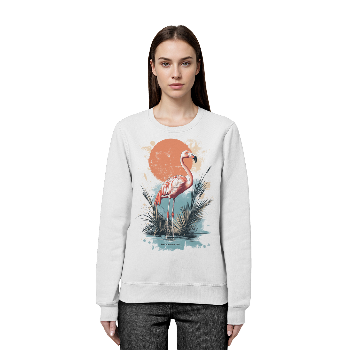 Flamingo Watercolor Style - Organic Basic Unisex Sweatshirt