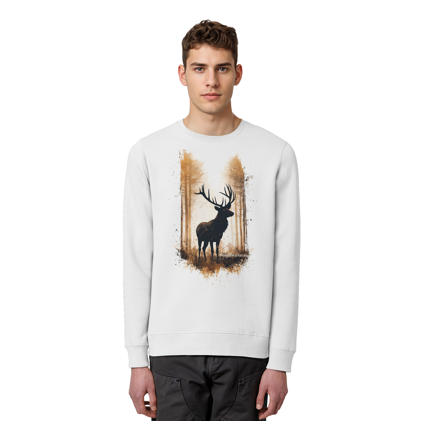 Hirsch Watercolor Style - Organic Basic Unisex Sweatshirt