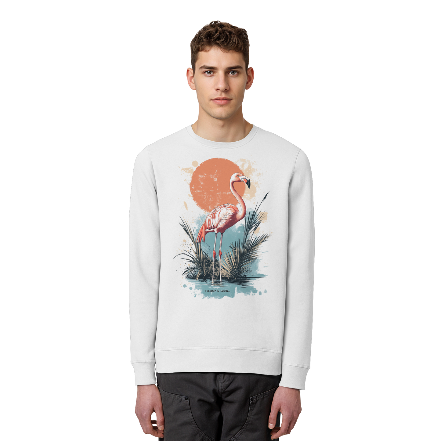 Flamingo Watercolor Style - Organic Basic Unisex Sweatshirt
