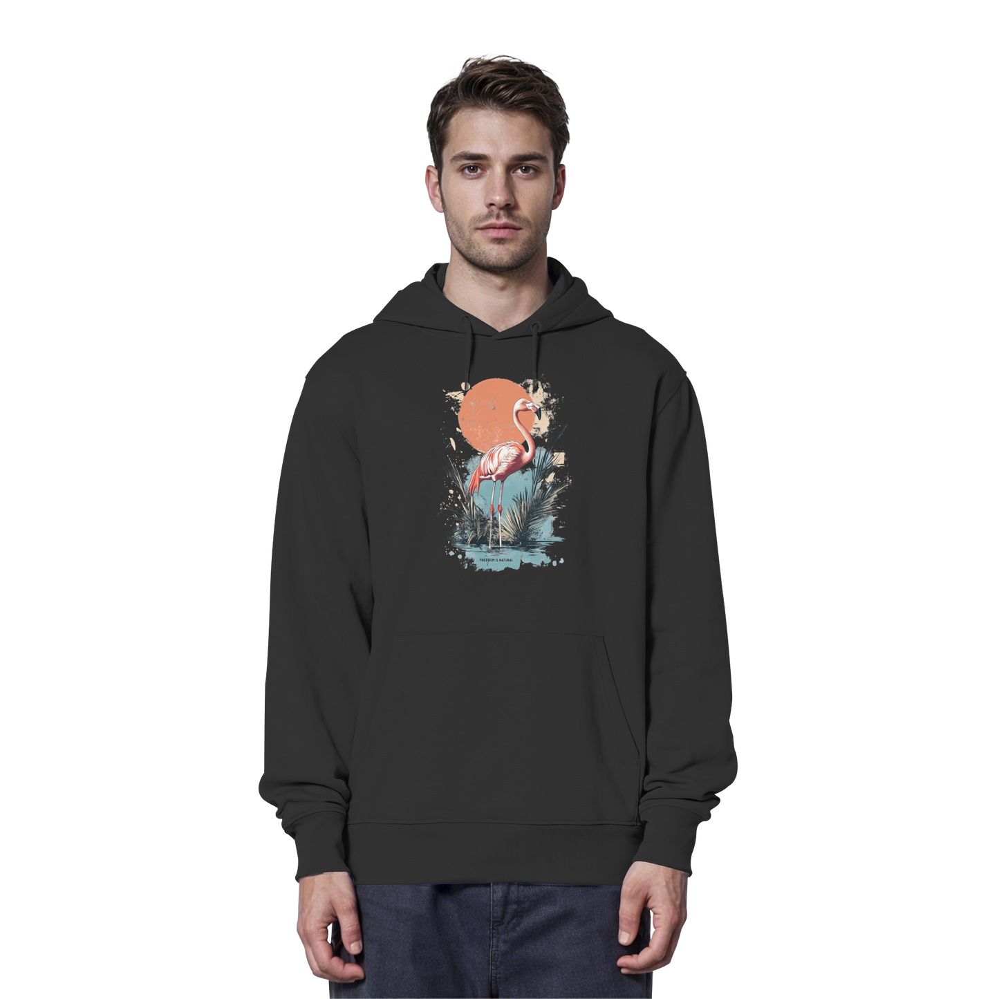 Flamingo Watercolor Style - Organic Hoodie