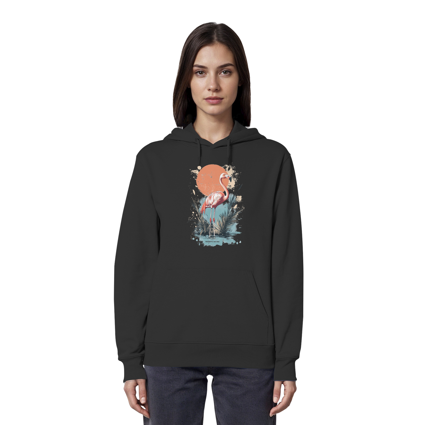 Flamingo Watercolor Style - Organic Hoodie Damen