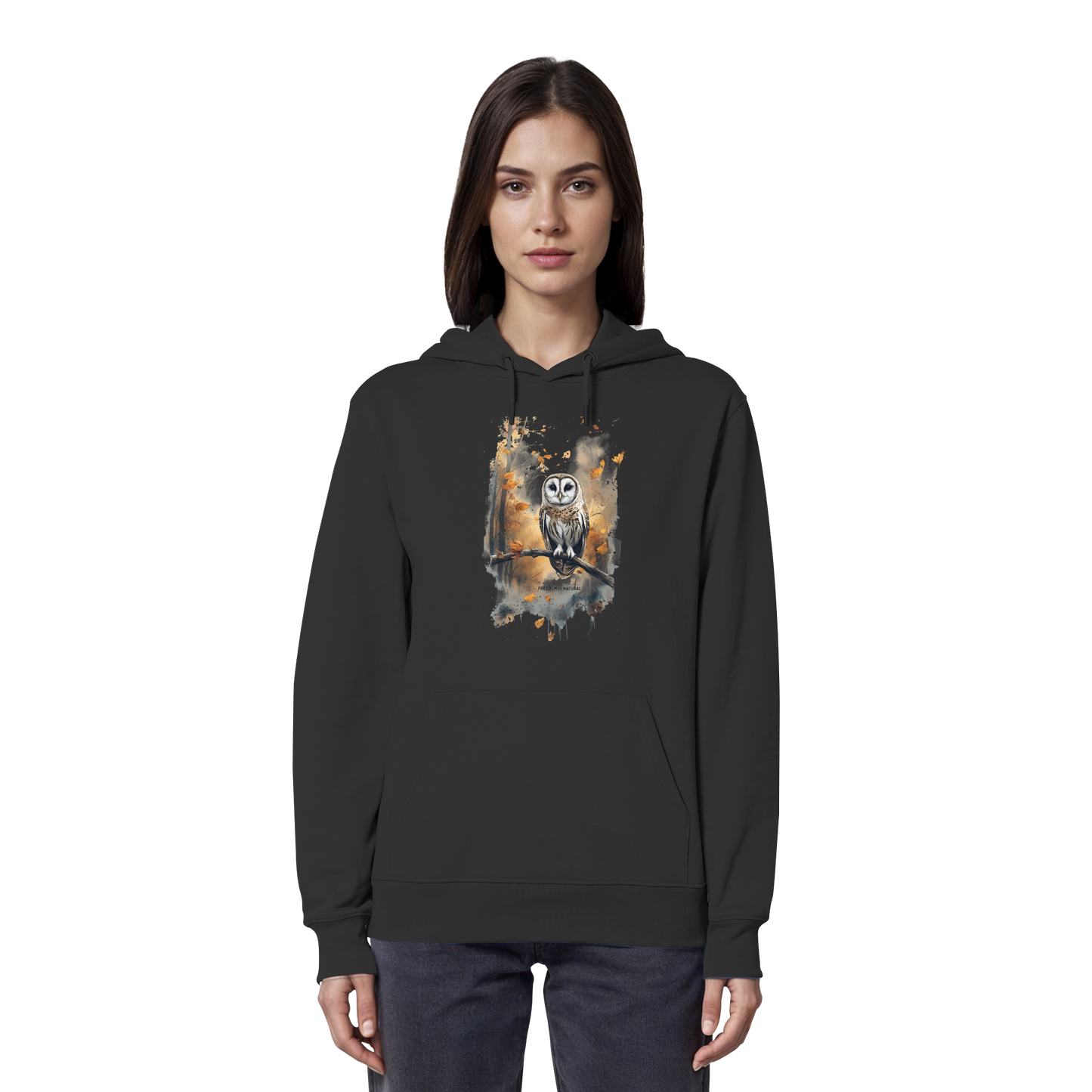 Eule Watercolor Style - Organic Hoodie Damen