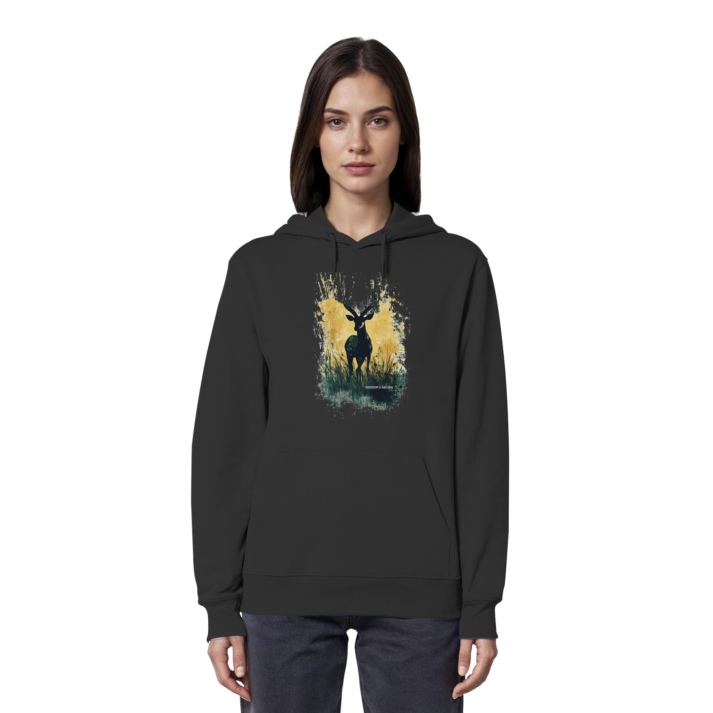 Antilope Watercolor Style - Organic Hoodie Damen