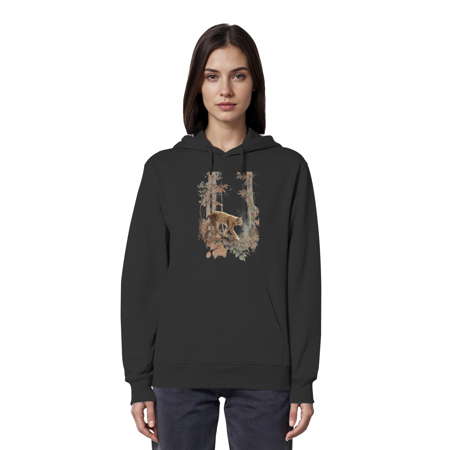 Luchs Watercolor Style - Organic Hoodie Damen