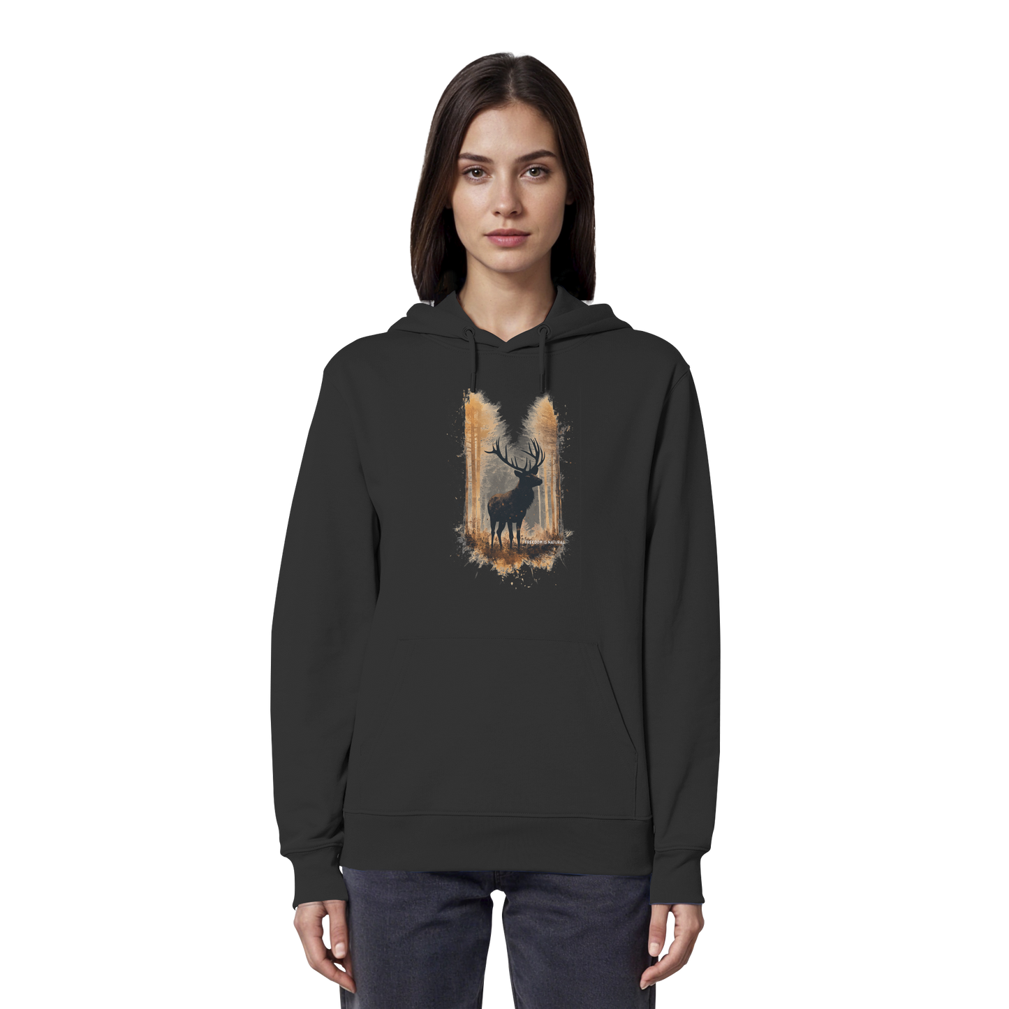 Hirsch Watercolor Style - Organic Hoodie Damen