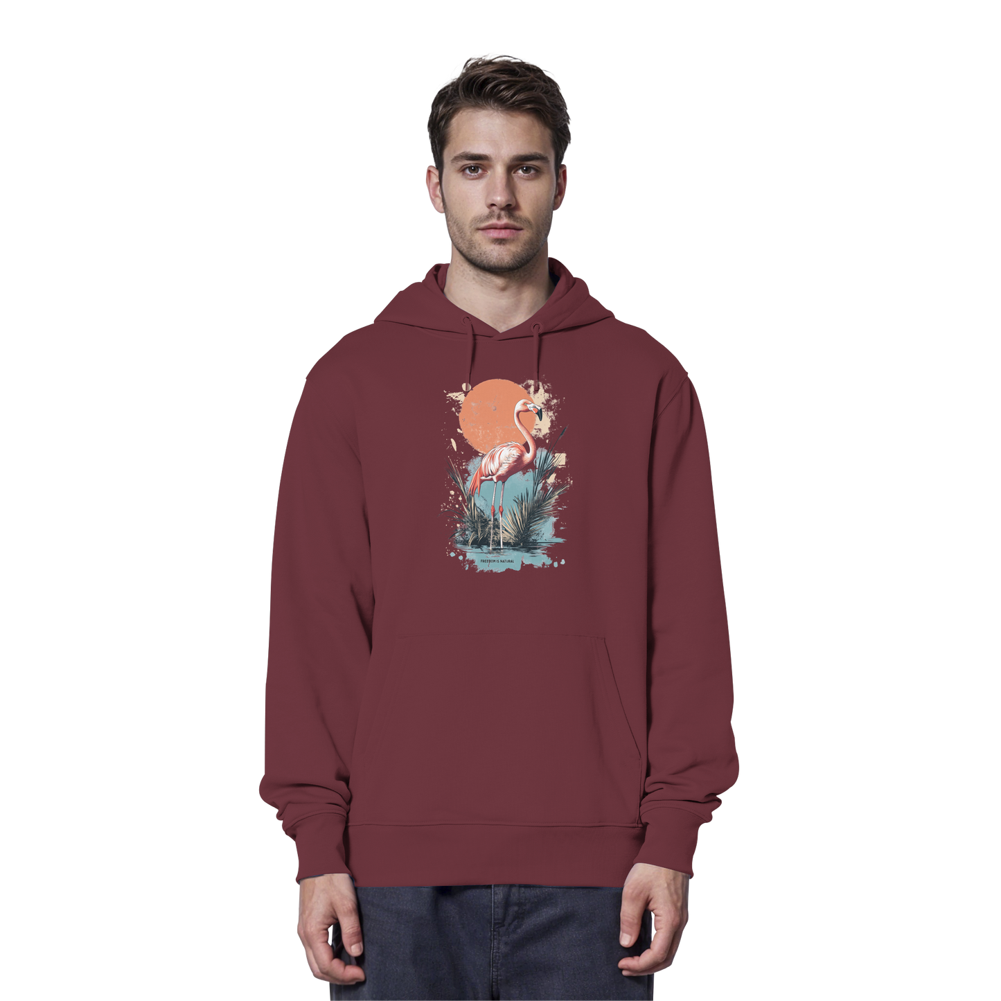 Flamingo Watercolor Style - Organic Hoodie