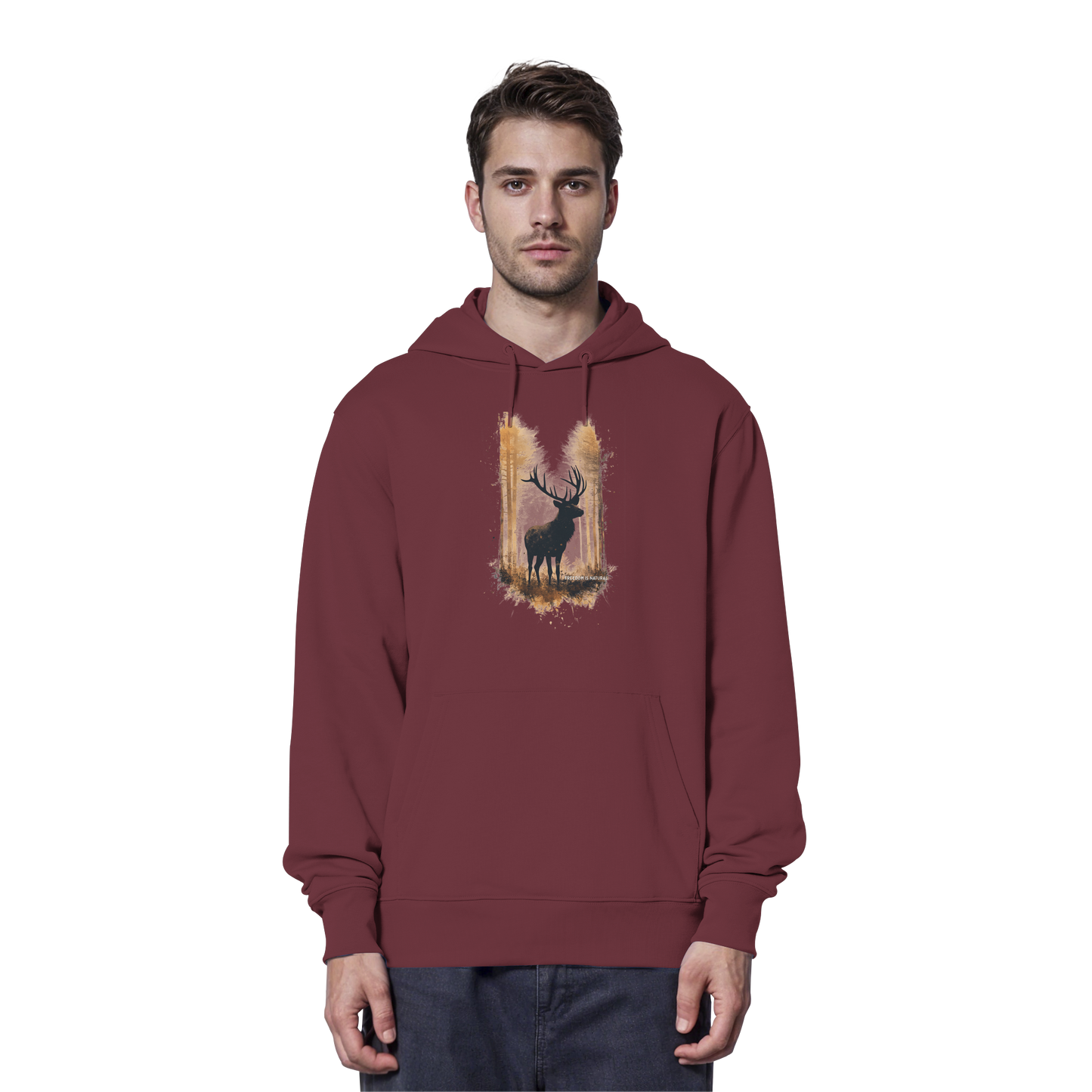 Hirsch Watercolor Style - Organic Hoodie