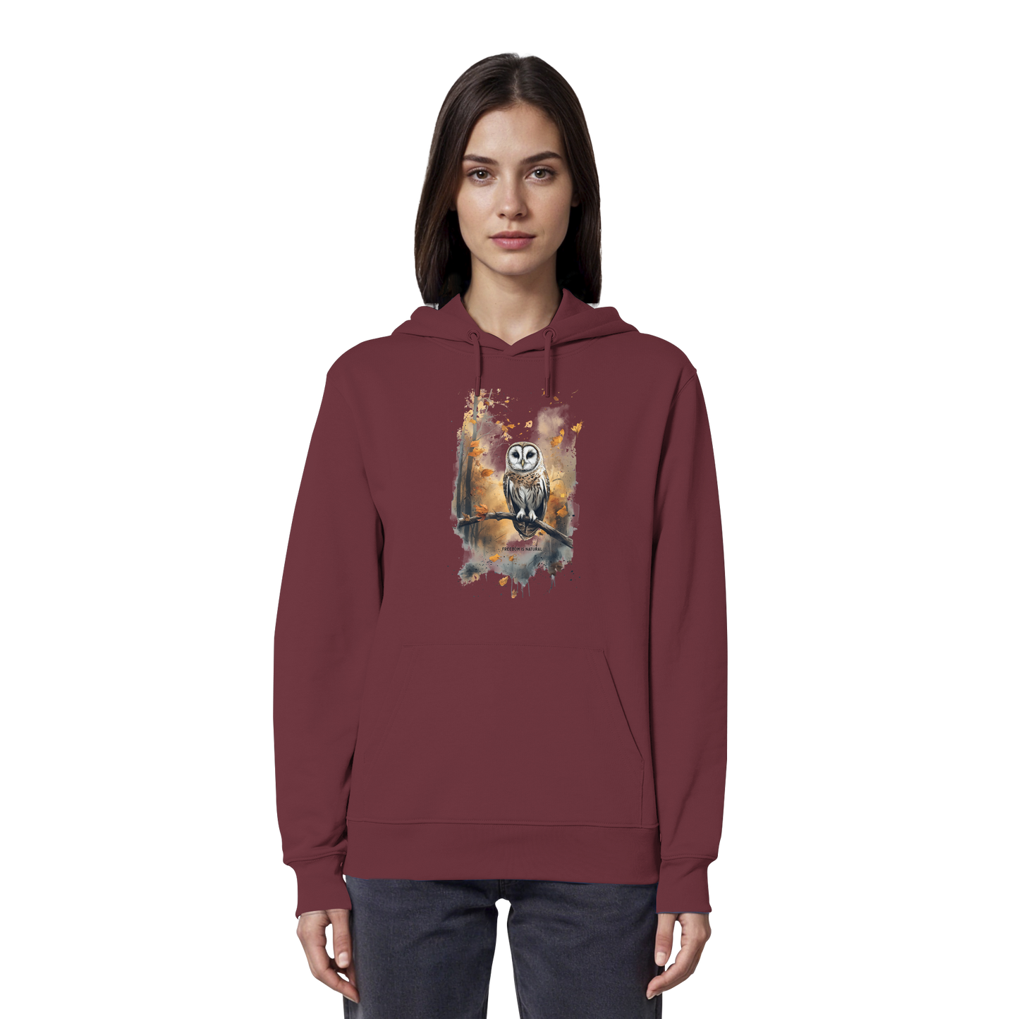 Eule Watercolor Style - Organic Hoodie Damen