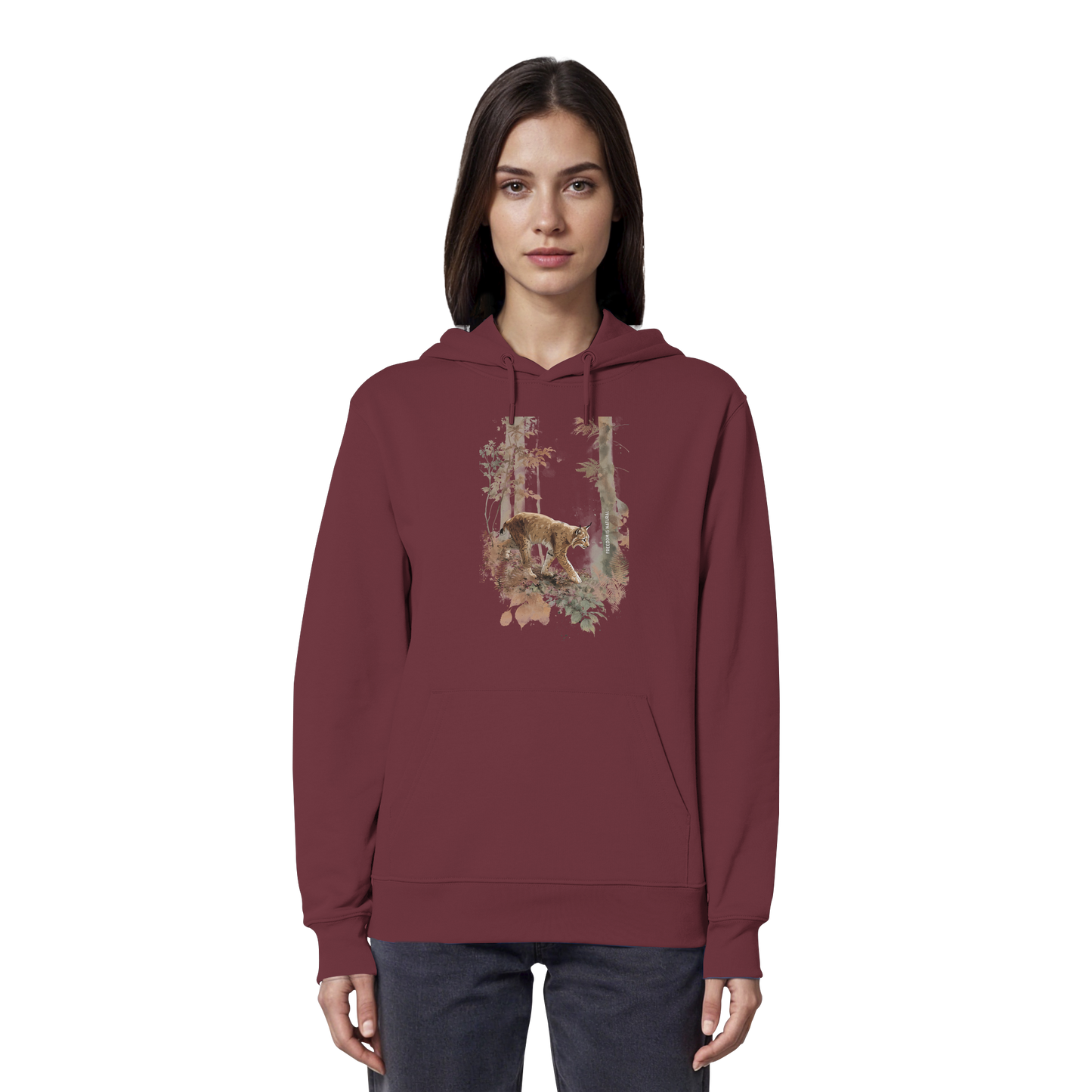 Luchs Watercolor Style - Organic Hoodie Damen