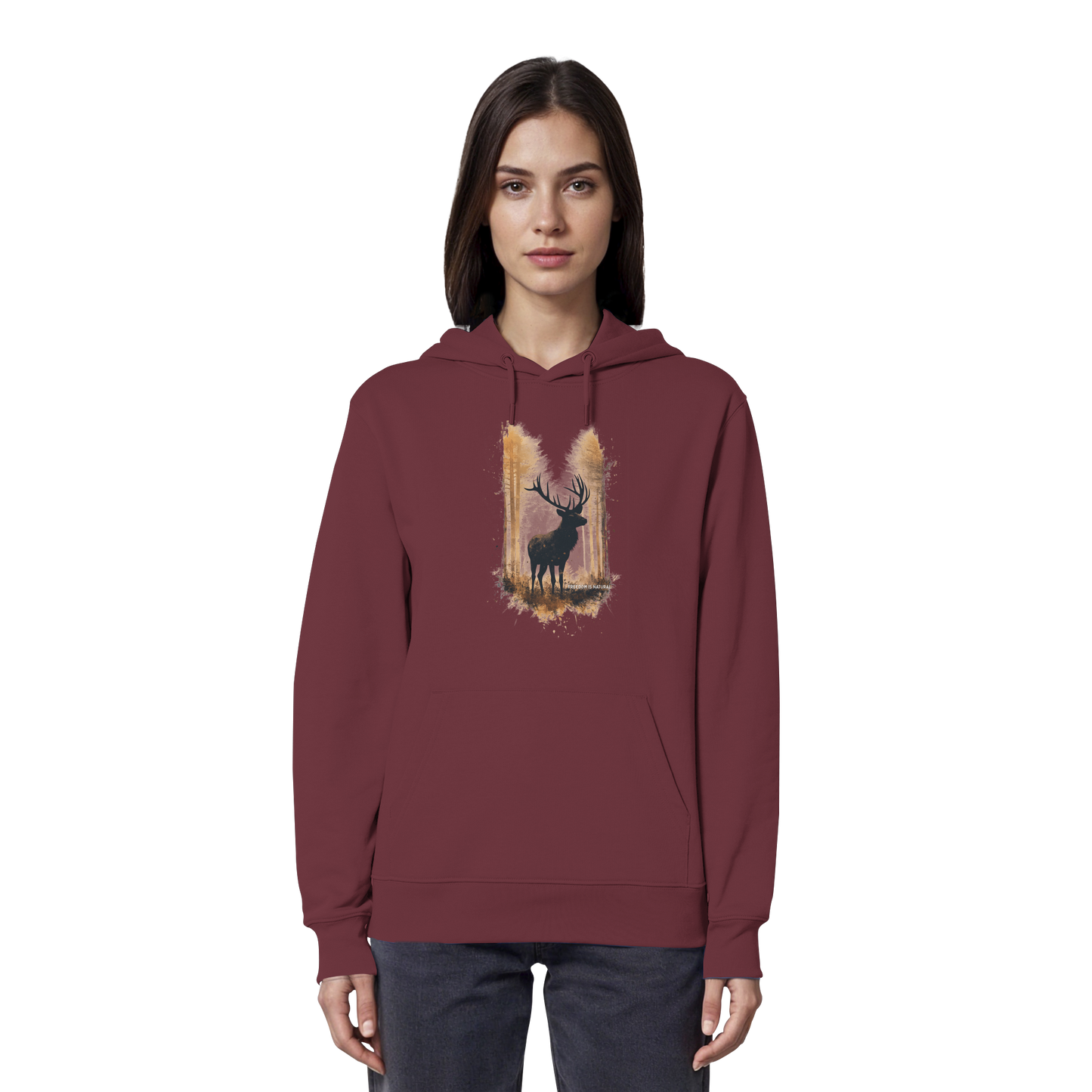 Hirsch Watercolor Style - Organic Hoodie Damen